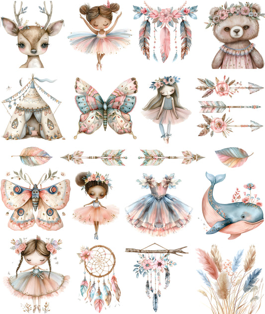 Boho Dancers Decoupage Rice Paper, 29.21 x 36.83 cm - for Journal Cards Crafts