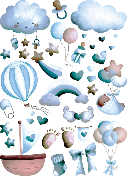 Boy Baby Nursery Rice Paper, 29.21 x 40.64 cm - for Decoupage Furniture Crafts