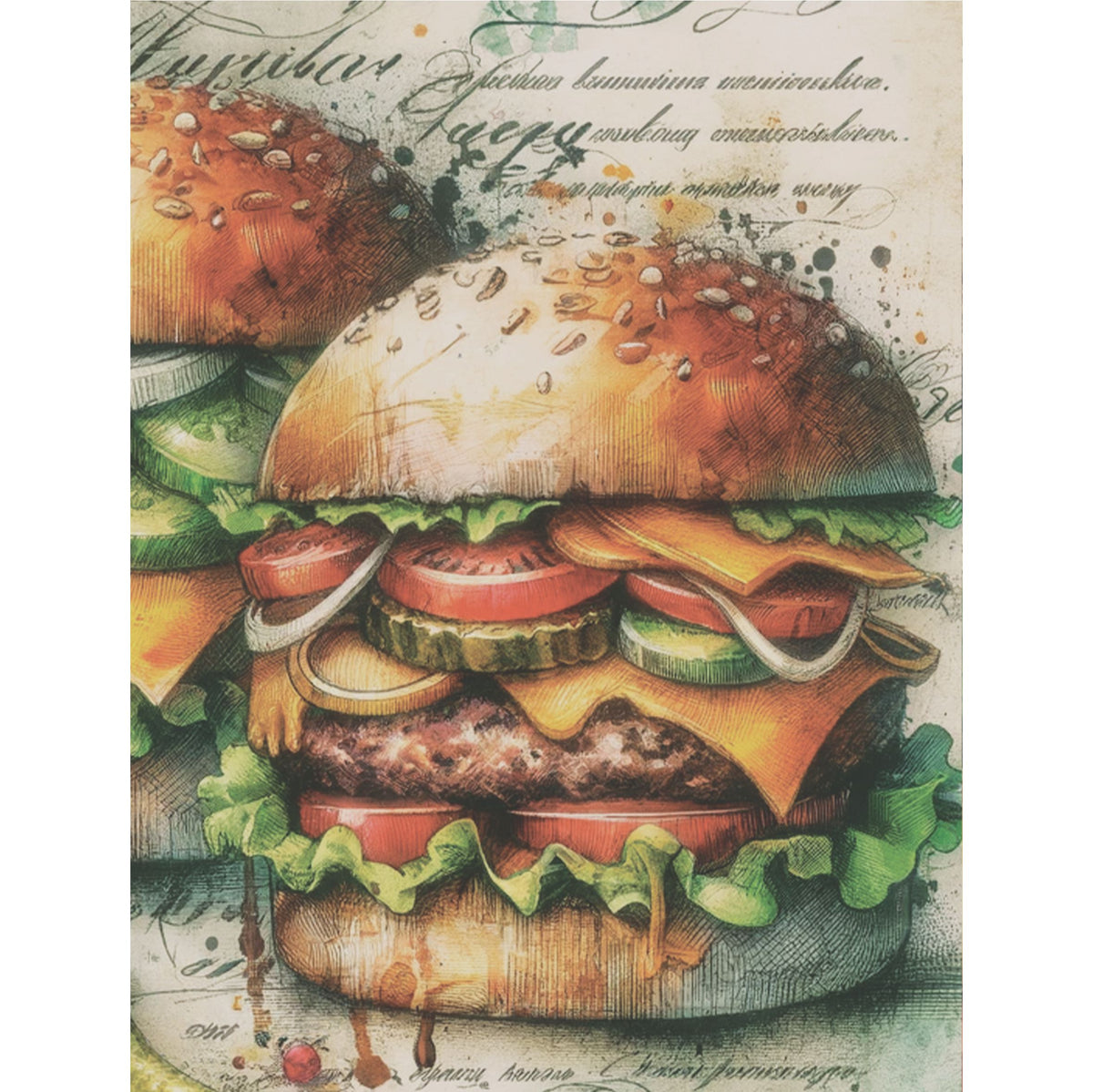 Burger Rice Paper, 20.32 x 26.67 cm - for Decoupage Scrapbooking Cards Crafts