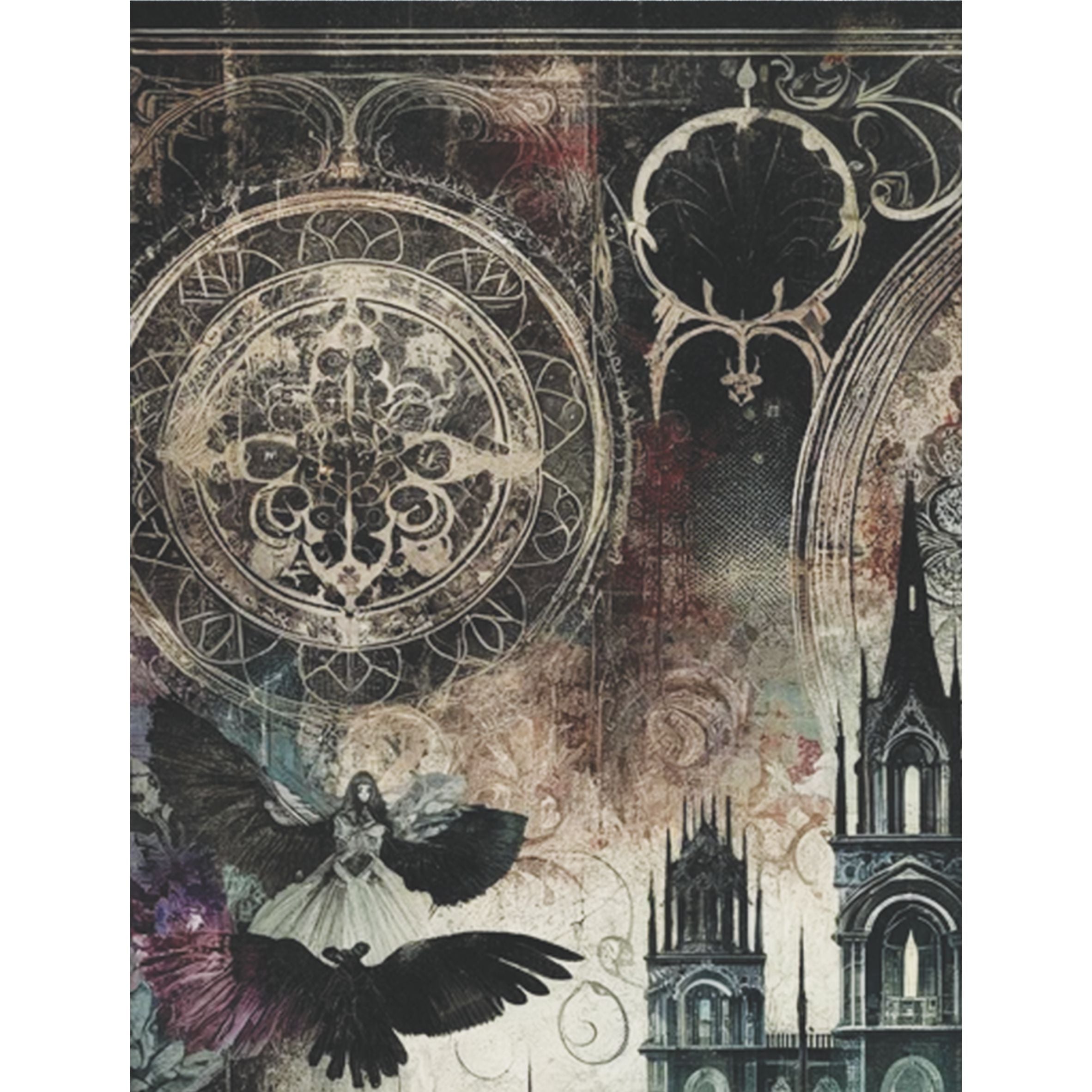 Gothic Church Rice Paper, 8 x 10.5 inch - for Decoupage Scrapbooking Cards Crafts