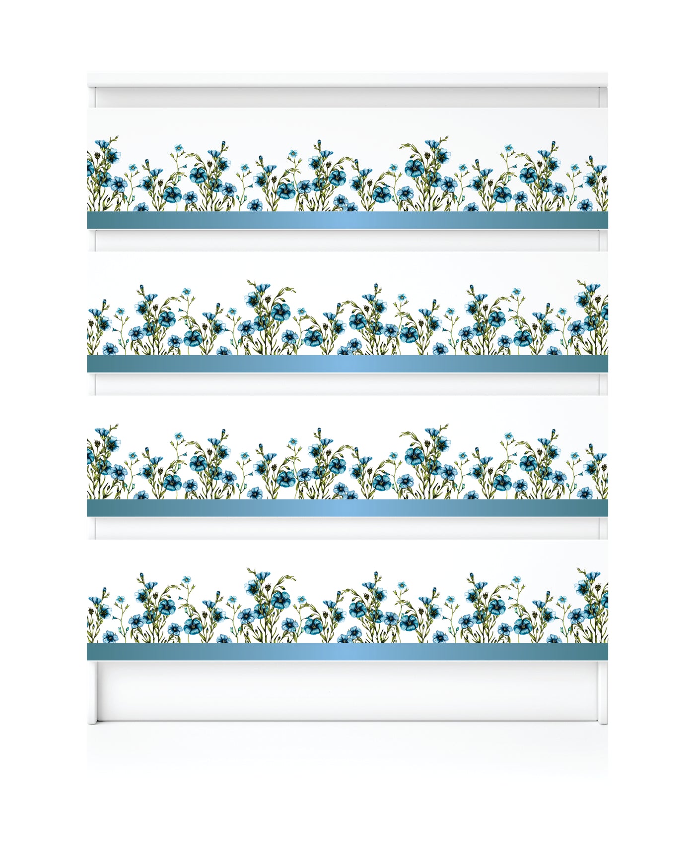 Blue Flower Border Rice Paper- 21 Sheets Printed Mulberry Paper Border 36gsm