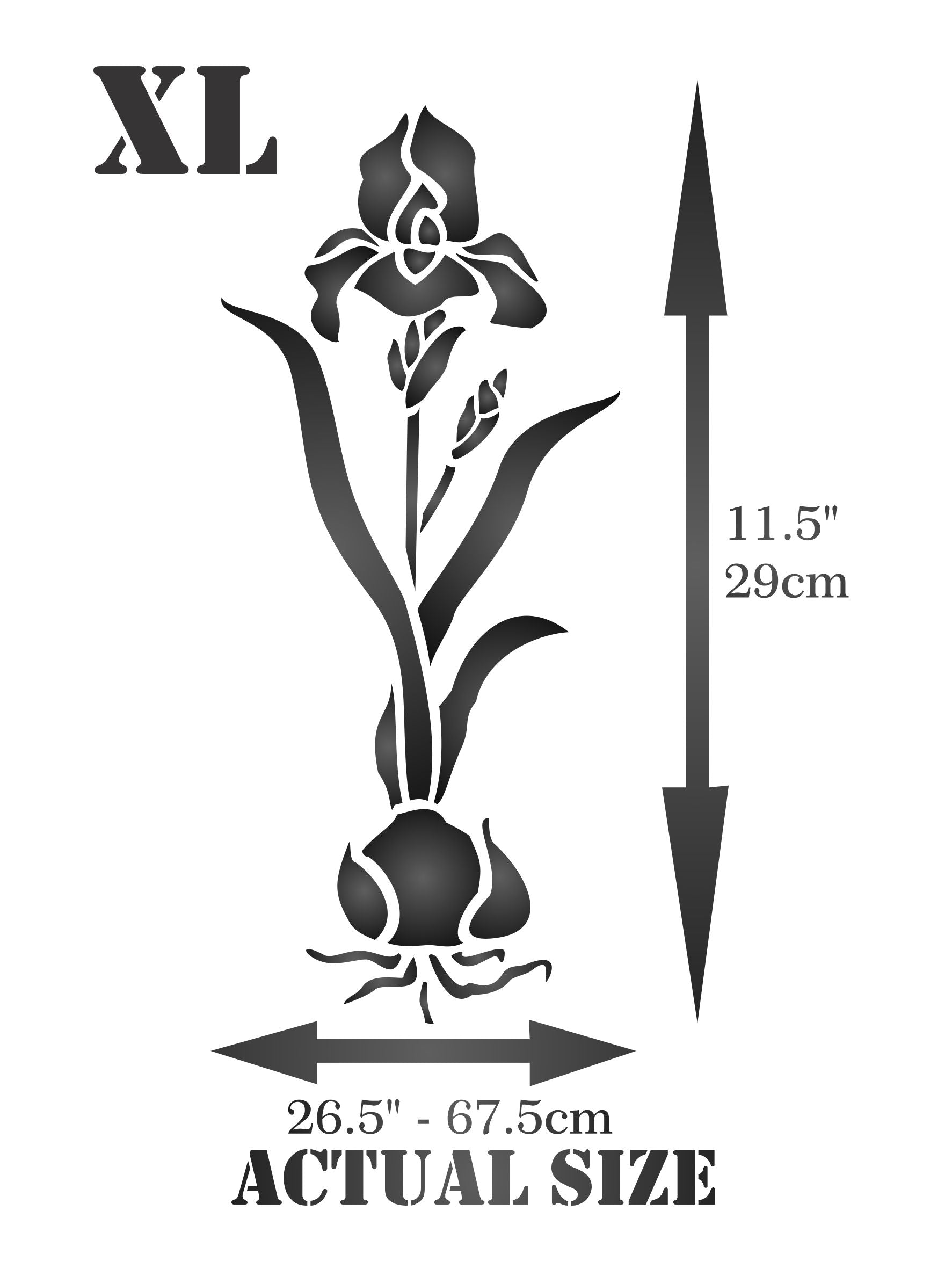 Iris Stencil, 4.5 x 10.5 inch - Flower Floral