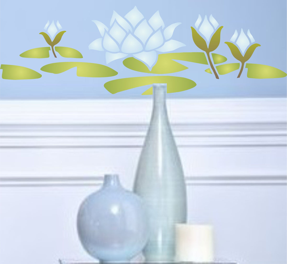 Water Lily Stencil, 7.62 x 11.43 cm - Classic Lily Flower Border