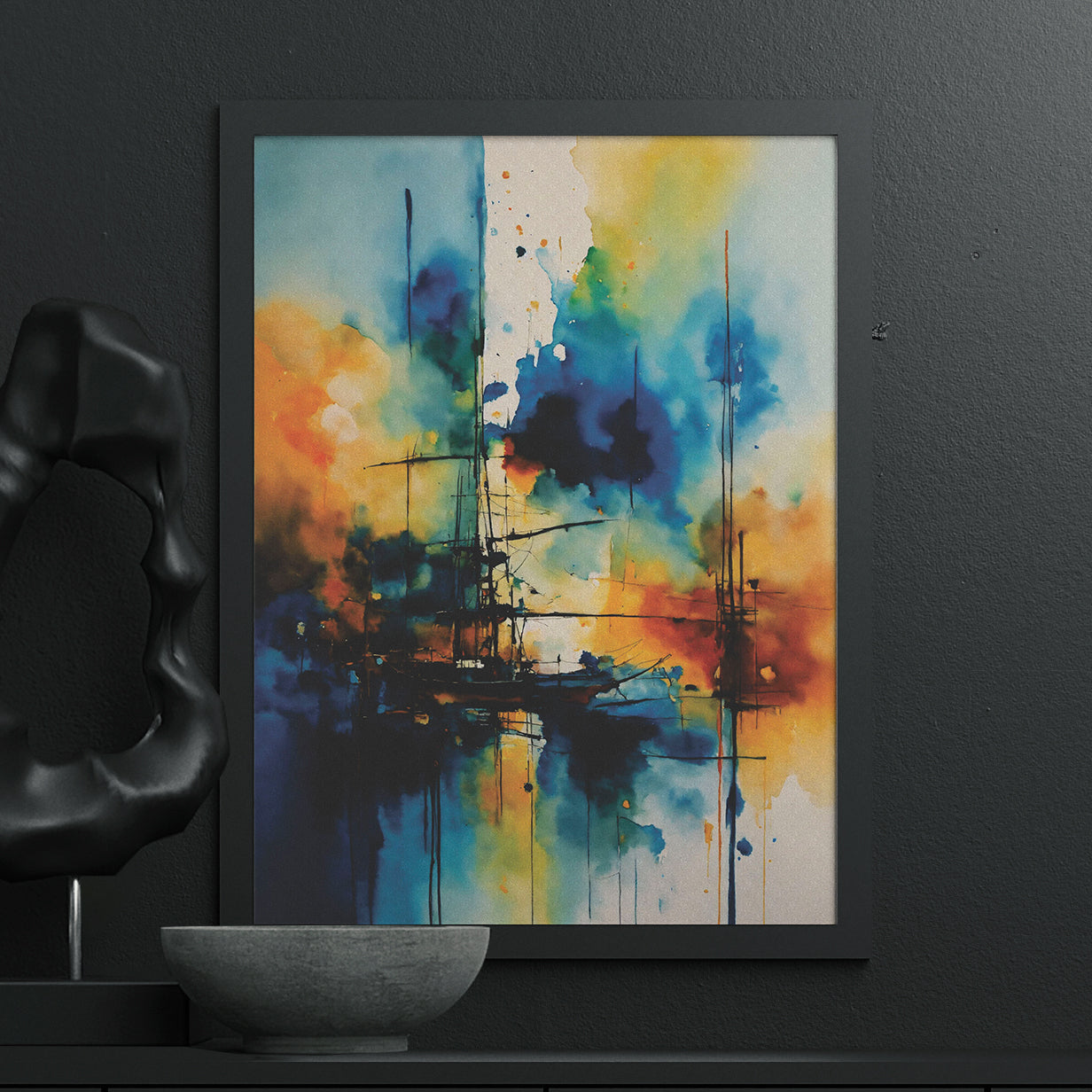 Abstract Boat Rice Paper, 11.5 x 16 inch - for Decoupage Print Crafts