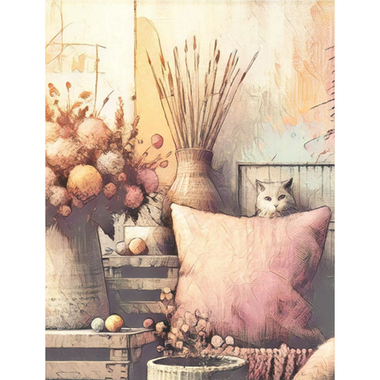 Comfy Cats Rice Paper, 20.32 x 26.67 cm - for Decoupage Scrapbooking Cards Crafts