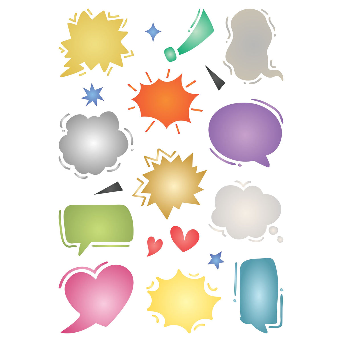 Speech Bubbles Layering Stencil, 11.43 x 16.51 cm - Speech Balloons Mask use to Add Texture