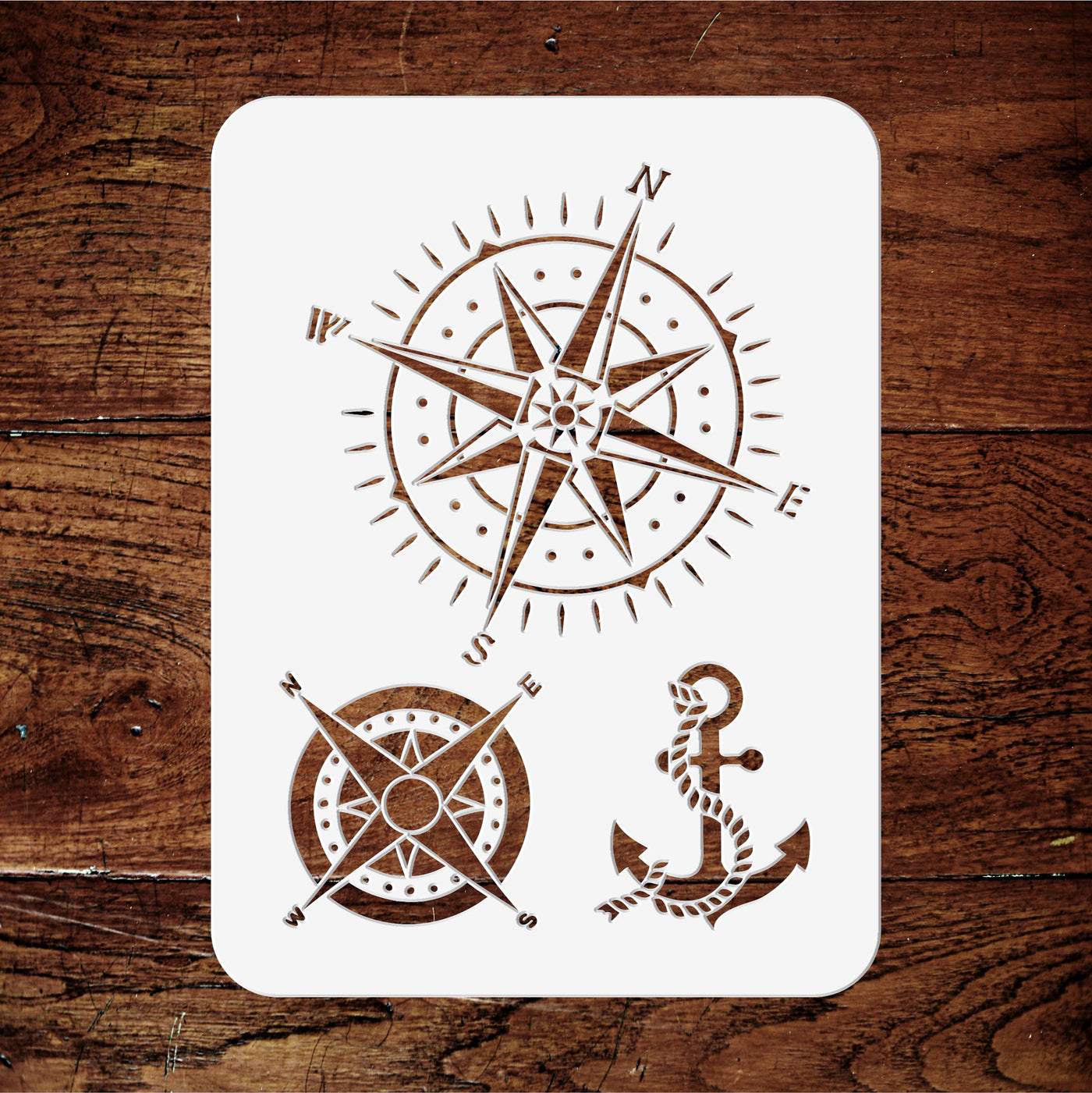 Compass Layering Stencil, 4.5 x 6.5 inch - Nautical Mask use to Add Texture