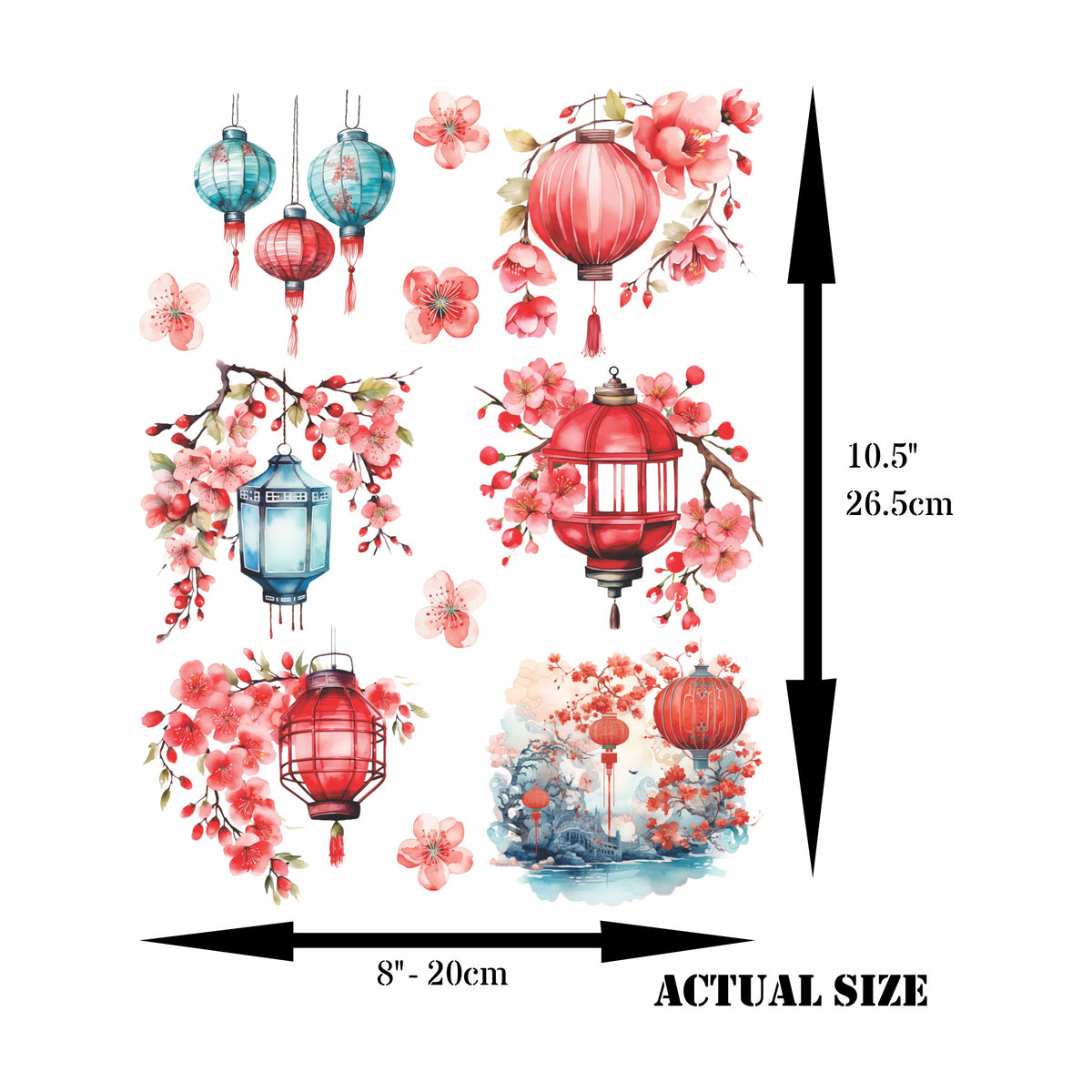 Chinese New Year Rice Paper, 20.32 x 26.67 cm - for Decoupage Crafts