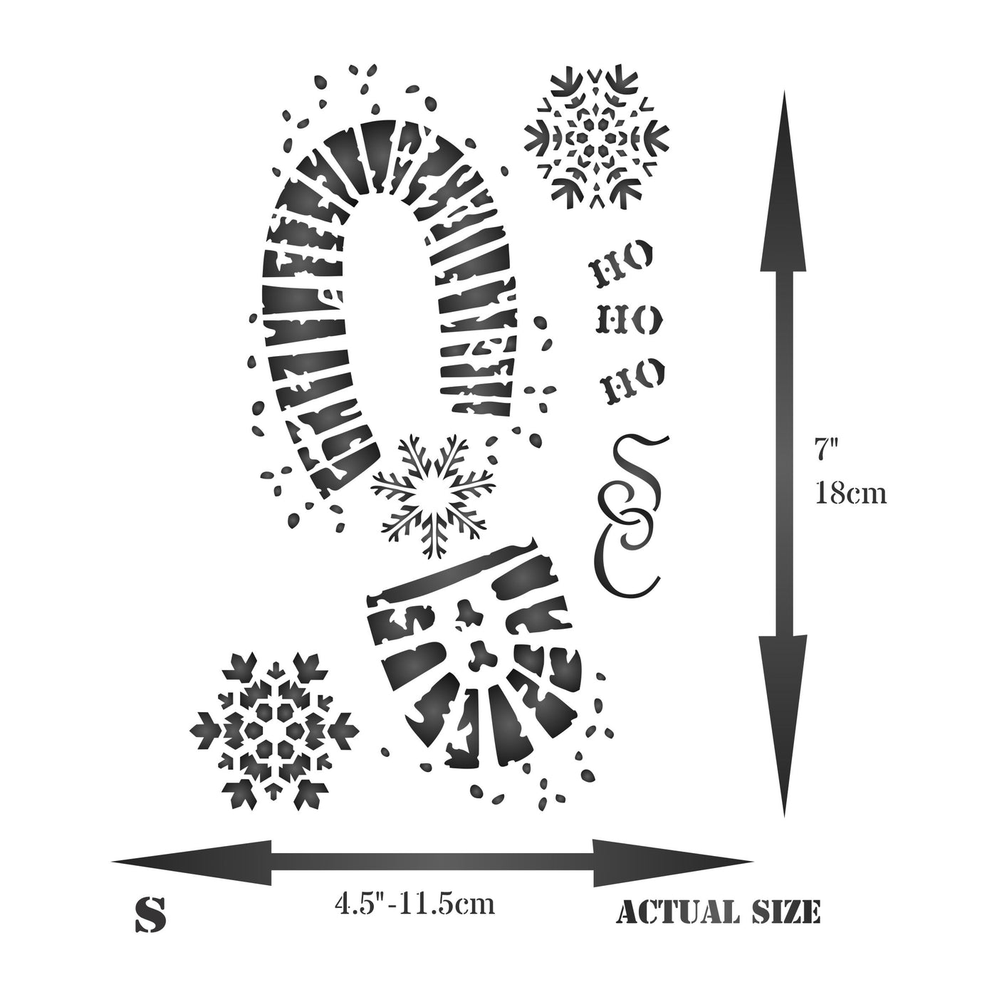 Santas Footprint Stencil - Christmas Decoration Boot Print Snowflakes