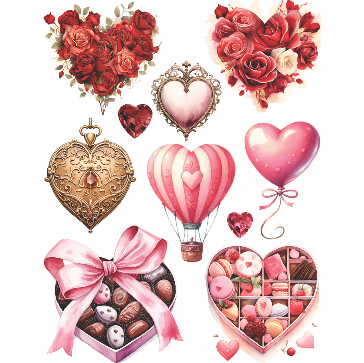 Valentines Day Rice Paper, 20.32 x 26.67 cm - for Decoupage Furniture Crafts