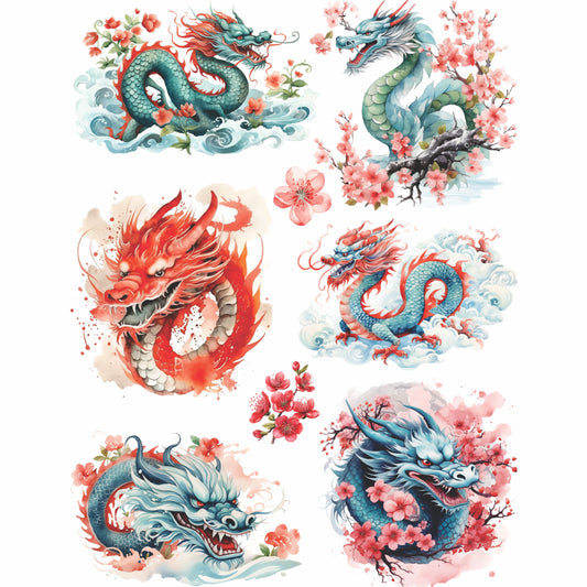 Chinese New Year Rice Paper, 20.32 x 26.67 cm - for Decoupage Crafts