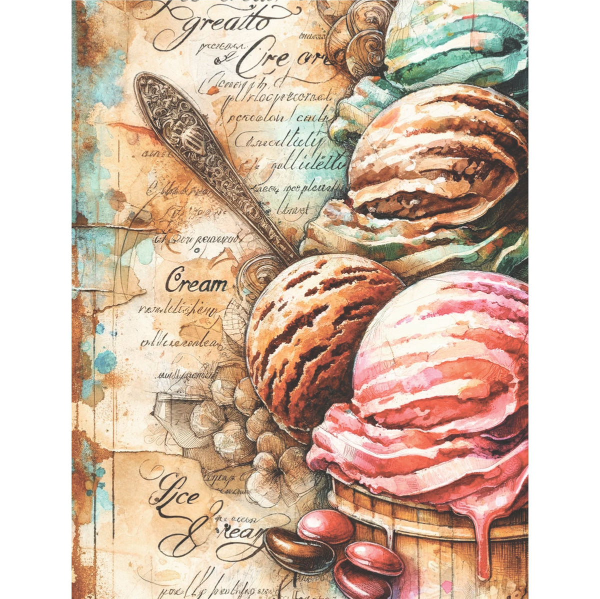 Diner Food Rice Paper, 20.32 x 26.67 cm - for Decoupage Scrapbooking Cards Crafts