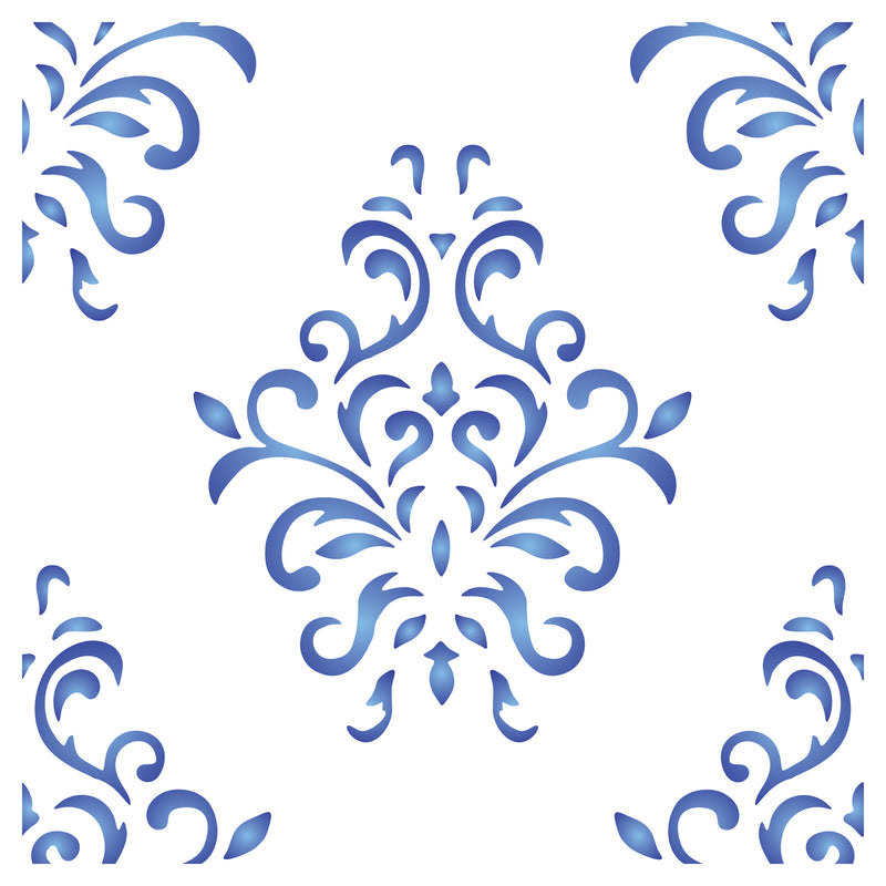 Stencil positioned on surface using spray adhesive and registration marks for accurate placement