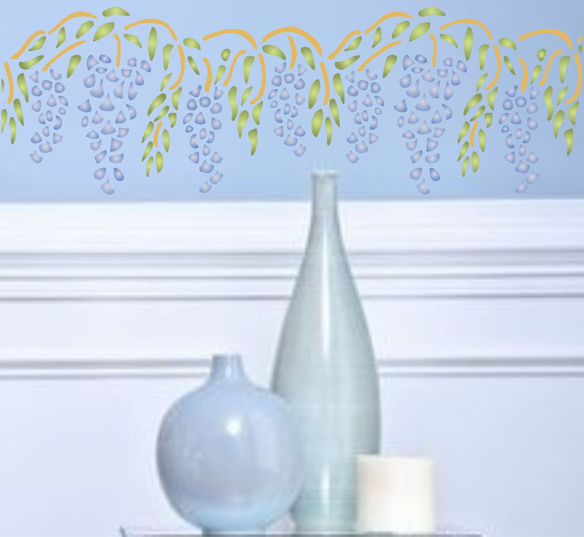 Wisteria Stencil, 16 x 8.5 inch - Classic Whisteria Flower Border