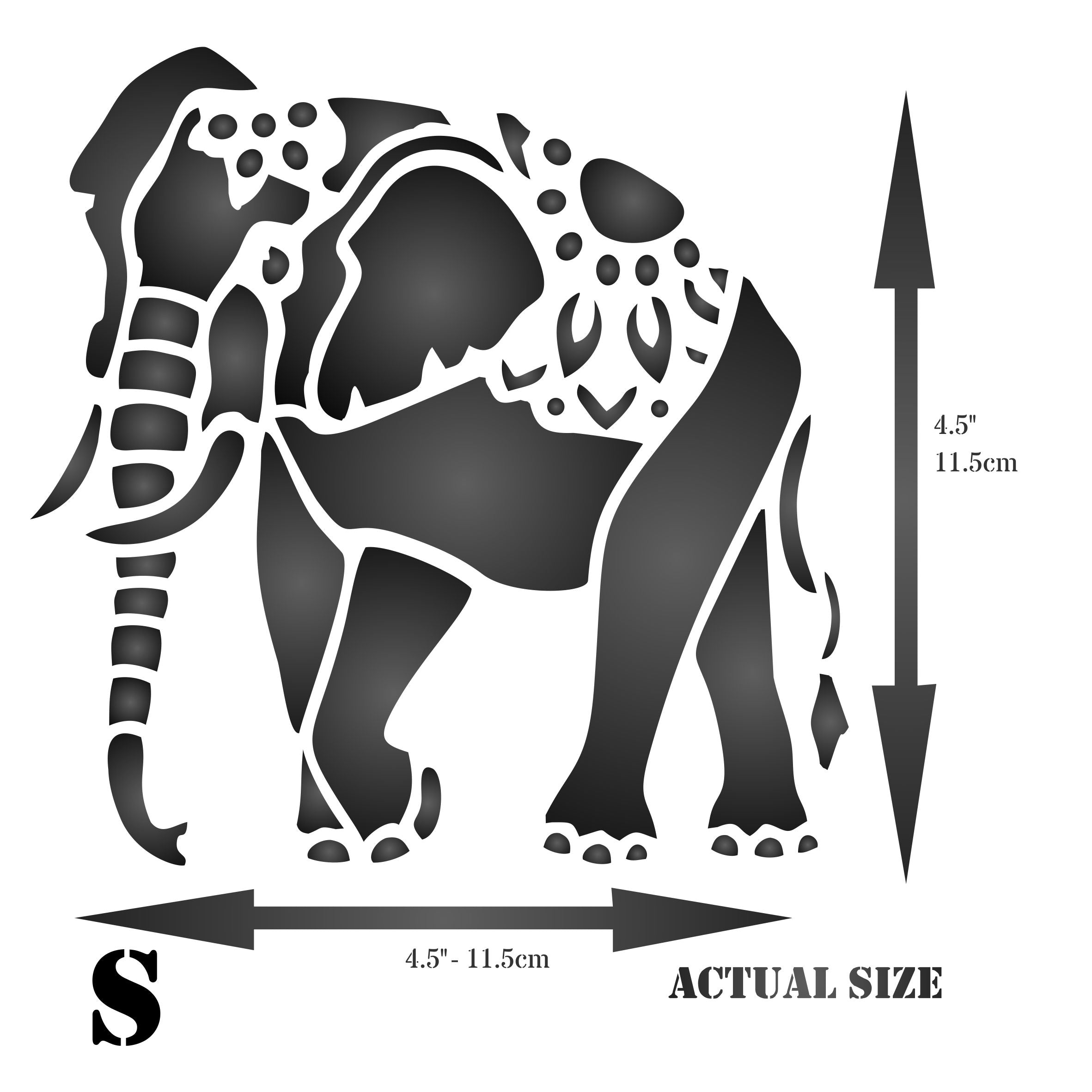 Indian Elephant Stencil - Animal Asian Pachyderm