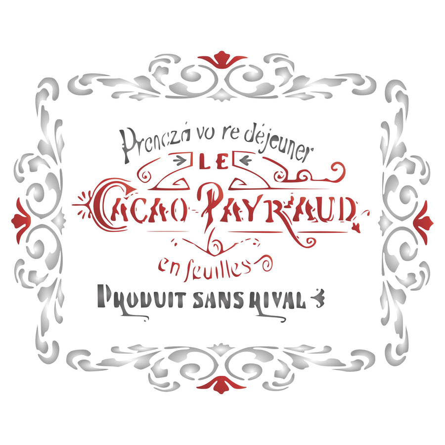 Cacao Payraud Stencil, 10.5 x 8.5 inch - Vintage French Themed Sign Label