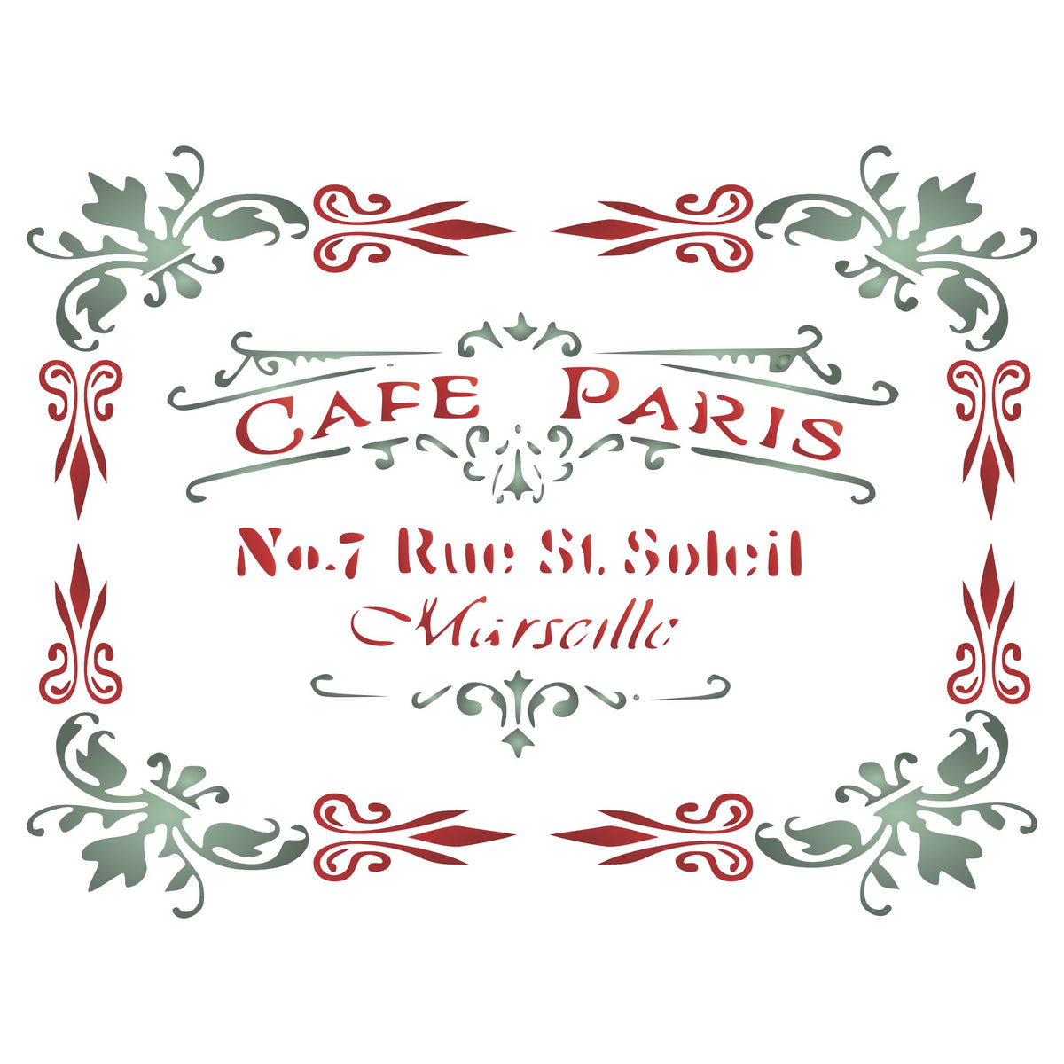 Cafe Paris Stencil, 26.67 x 21.59 cm - Vintage French Themed Sign Label