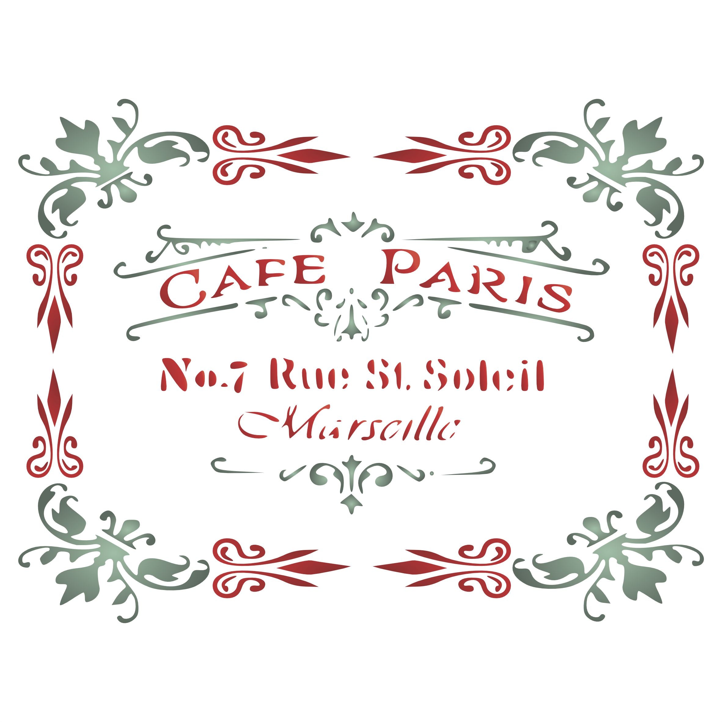 Cafe Paris Stencil, 10.5 x 8.5 inch - Vintage French Themed Sign Label