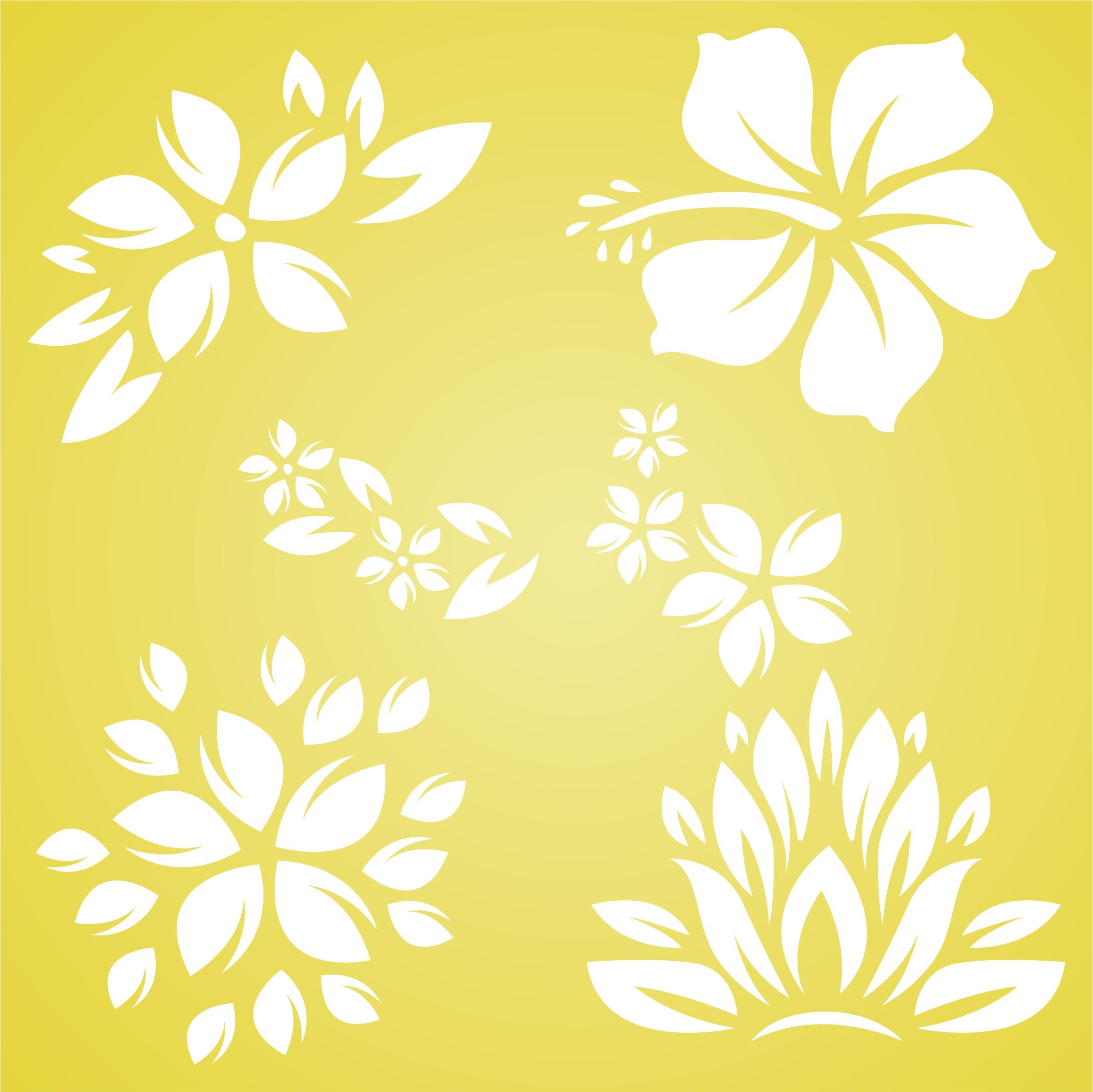 Tropical Flowers Stencil - Allover Tropical Flower Pattern Template