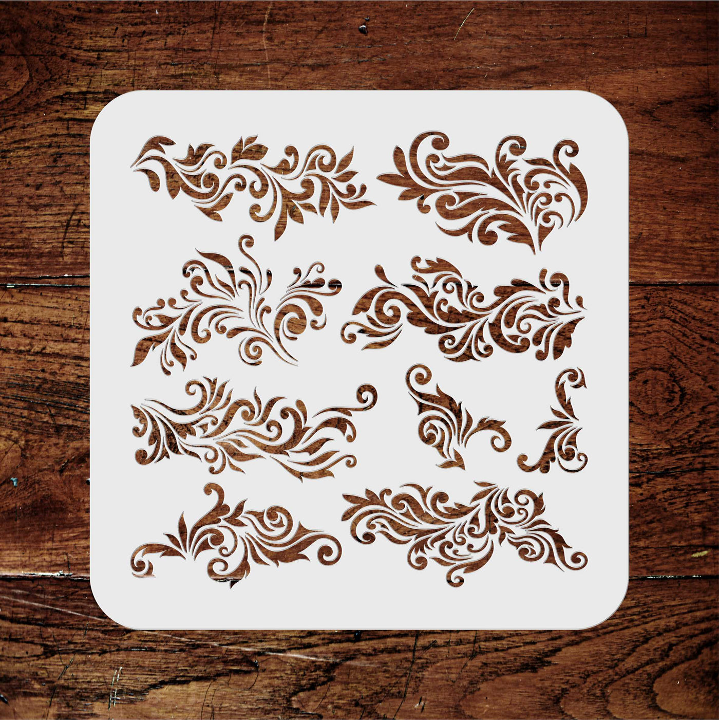 Vintage Stencil - 9X Swirl Leaf Accent