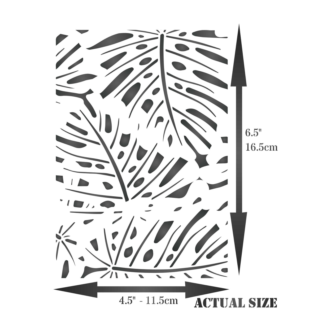 Monstera Layering Stencil, 4.5 x 6.5 inch - Grunge Tropical Leaf Mask use to Add Texture