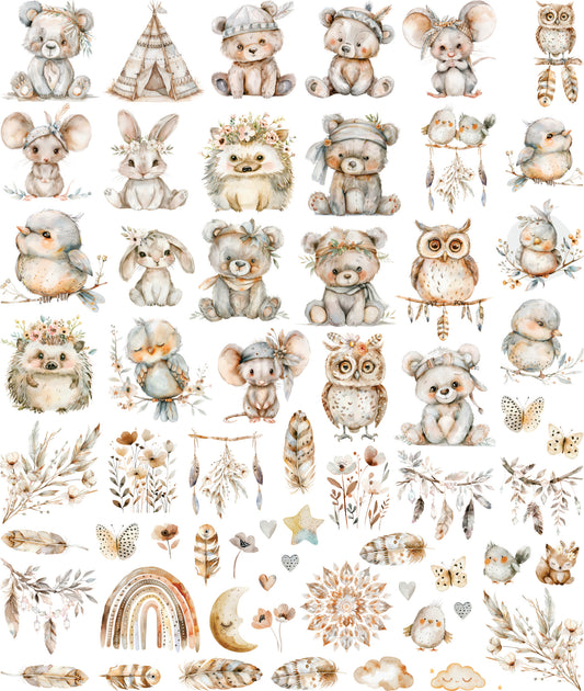 Boho Nursery Decoupage Rice Paper, 29.21 x 36.83 cm - for Journal Cards Crafts