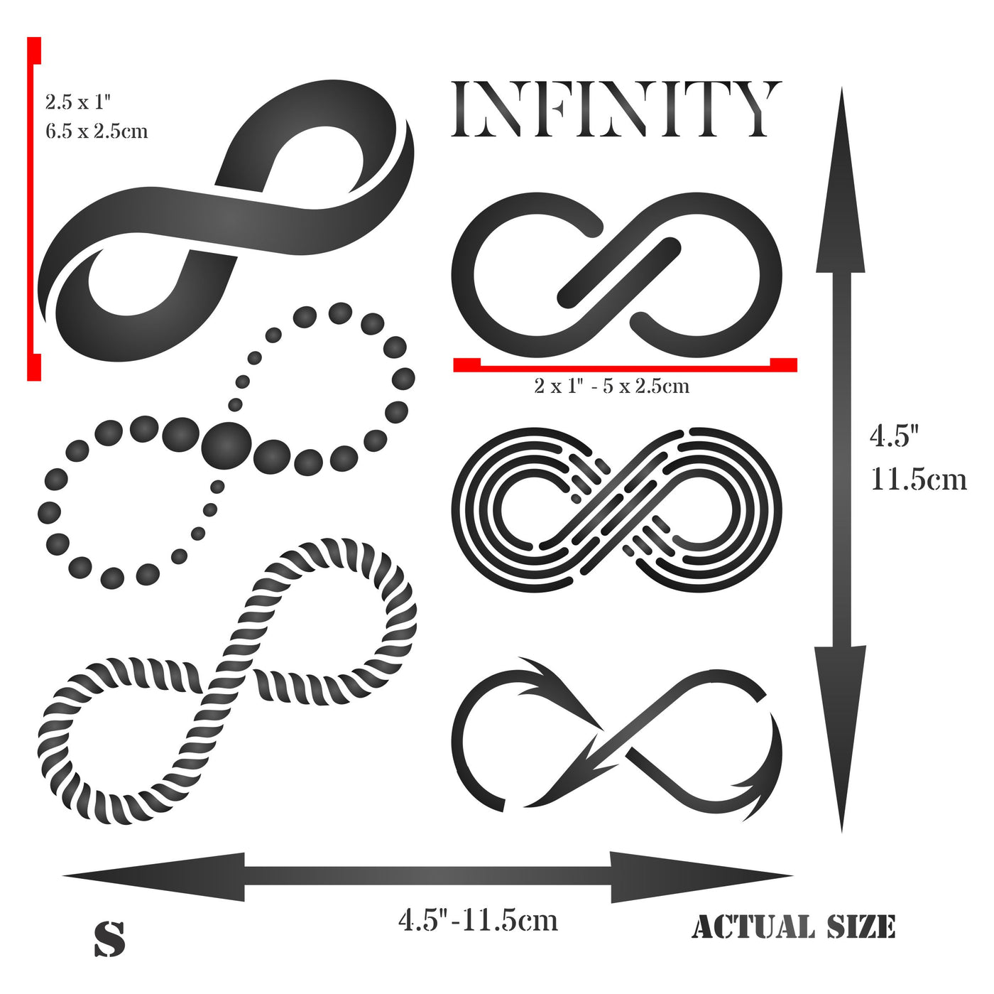 Infinity Stencil - 6 Different Infinity Symbol