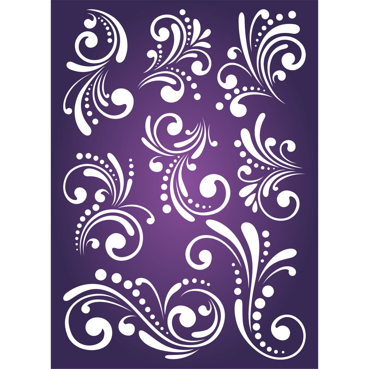 Swirl Accents Layering Stencil, 11.43 x 16.51 cm - Florish Mask use to Add Texture