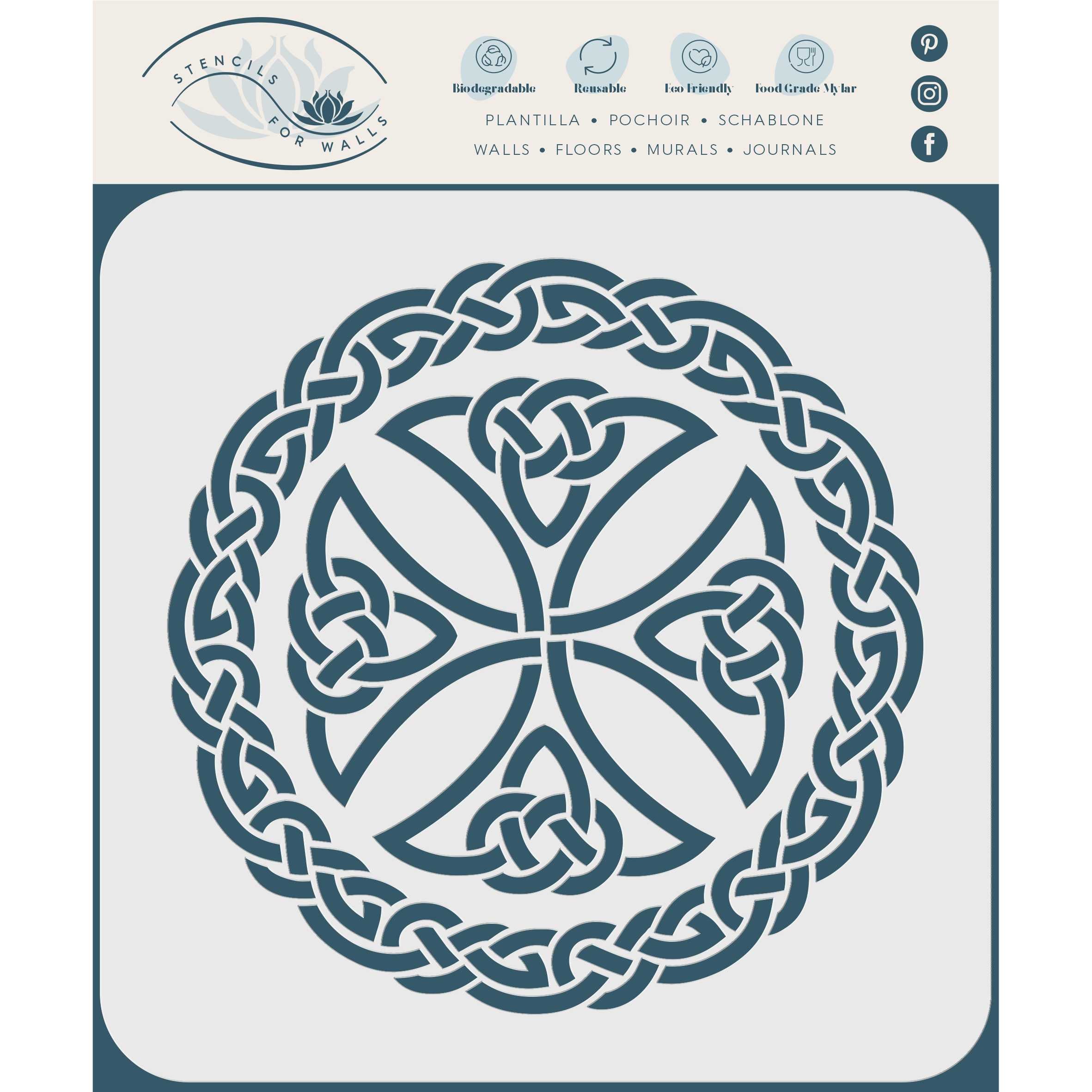 Celtic Cross Stencil - Irish Celts Viking Knotwork Woven Ethnic Braided