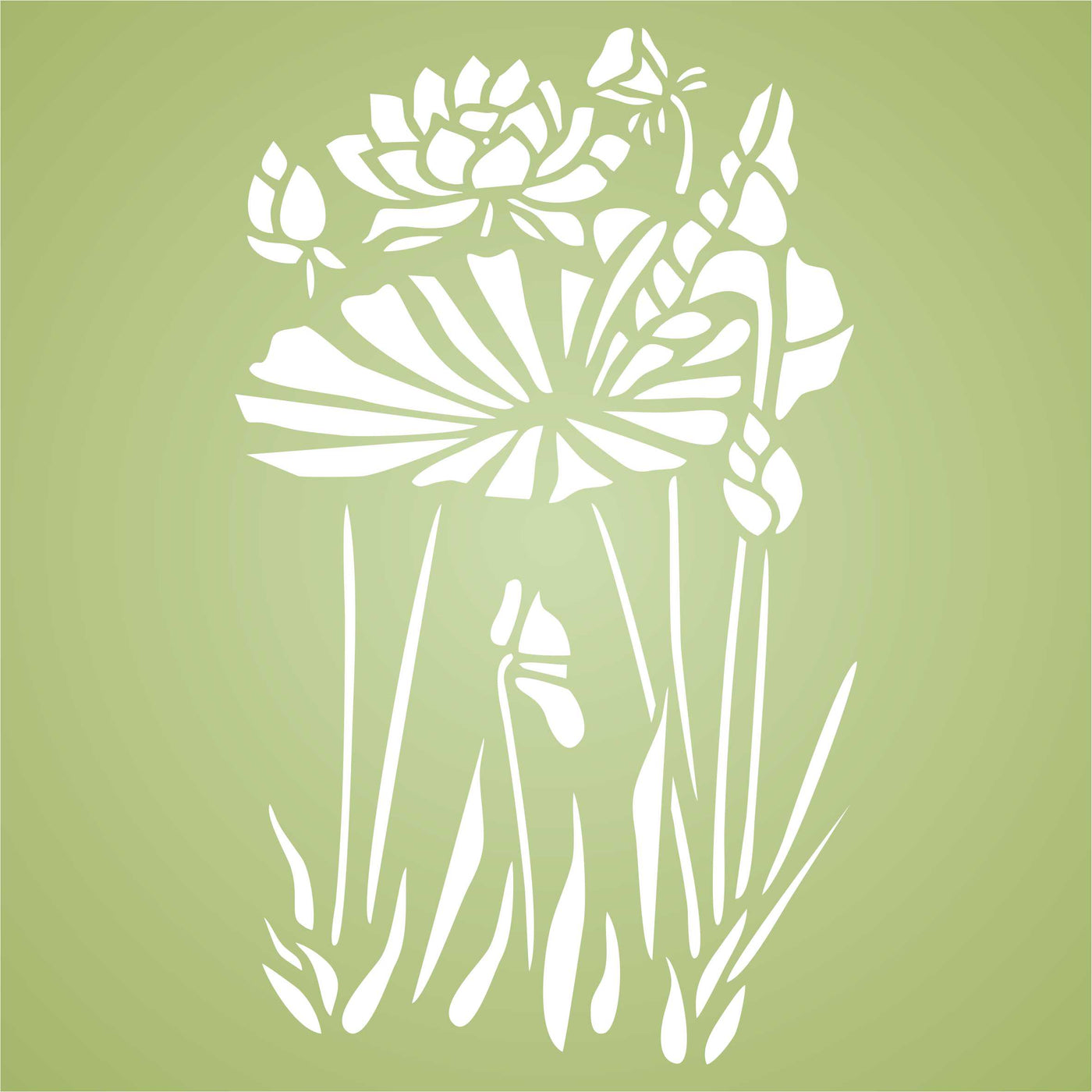 Water Plants Stencil - Asian Oriental Chinese Japanese Waterlily Leaves