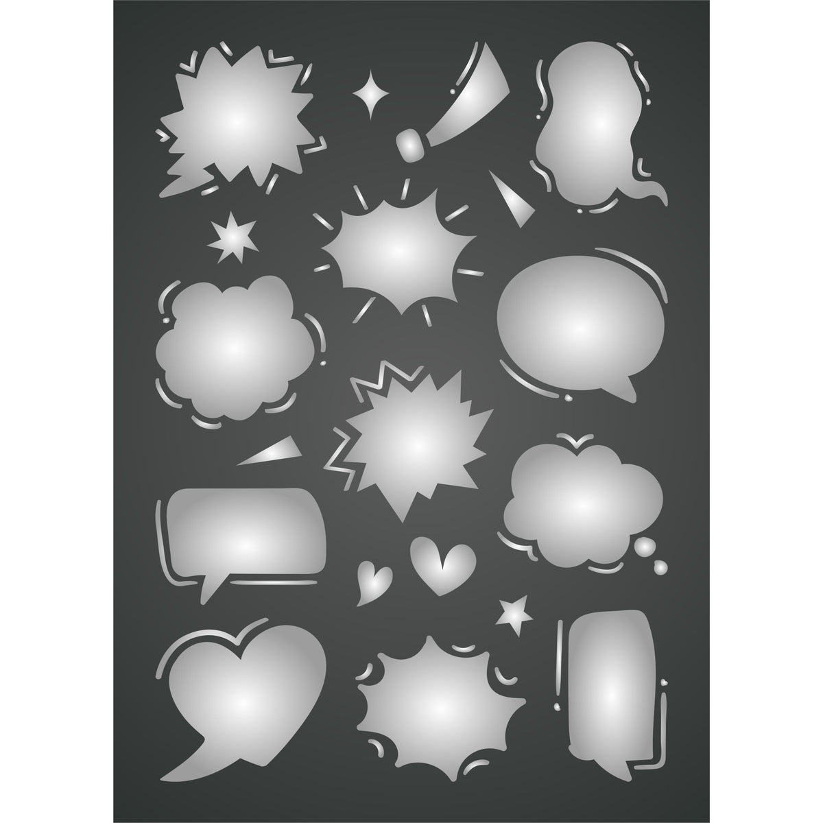 Speech Bubbles Layering Stencil, 11.43 x 16.51 cm - Speech Balloons Mask use to Add Texture