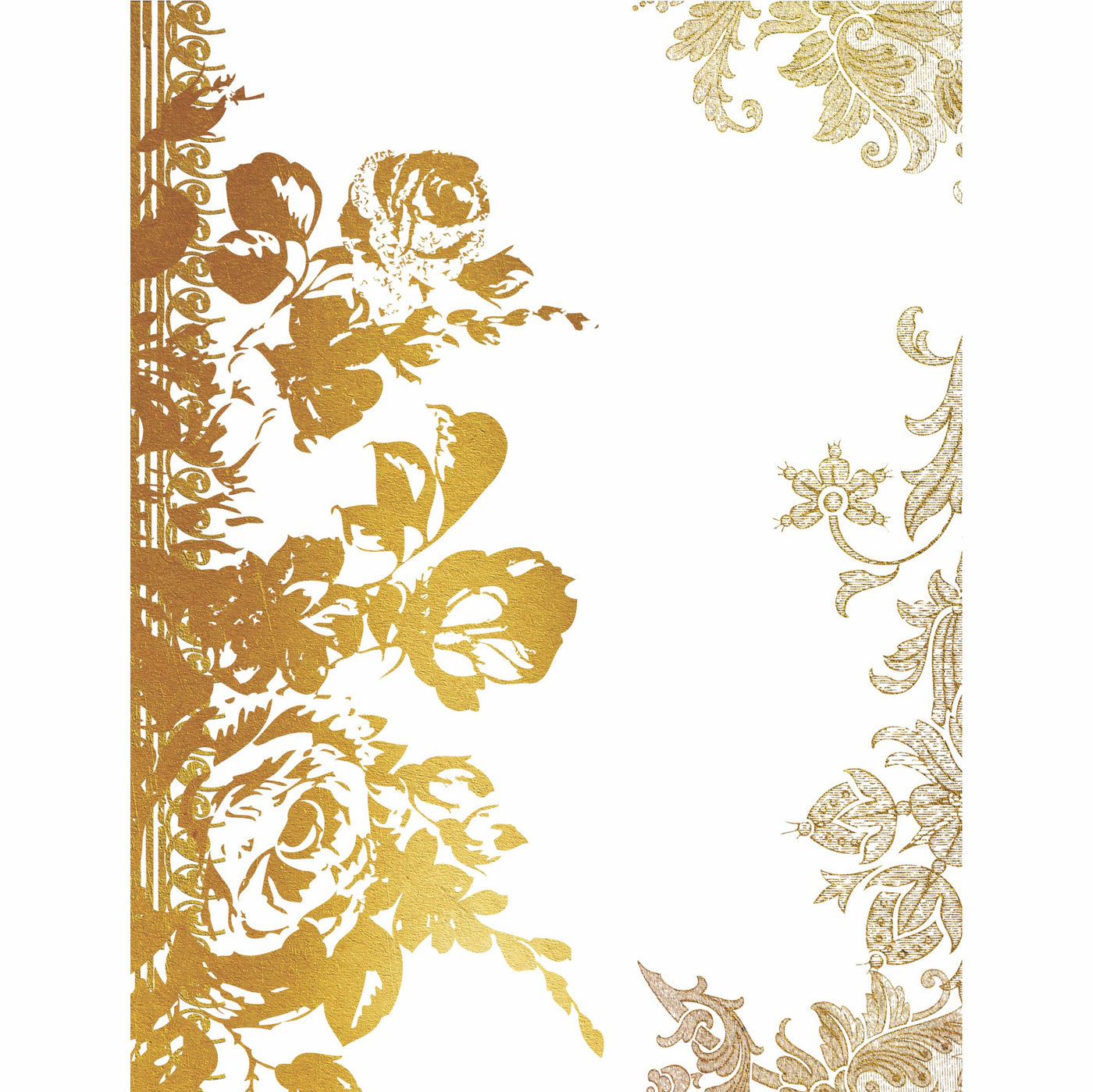 Gold Overlay Frames Rice Paper- 6 Unique Printed Mulberry Paper Pages 30gsm