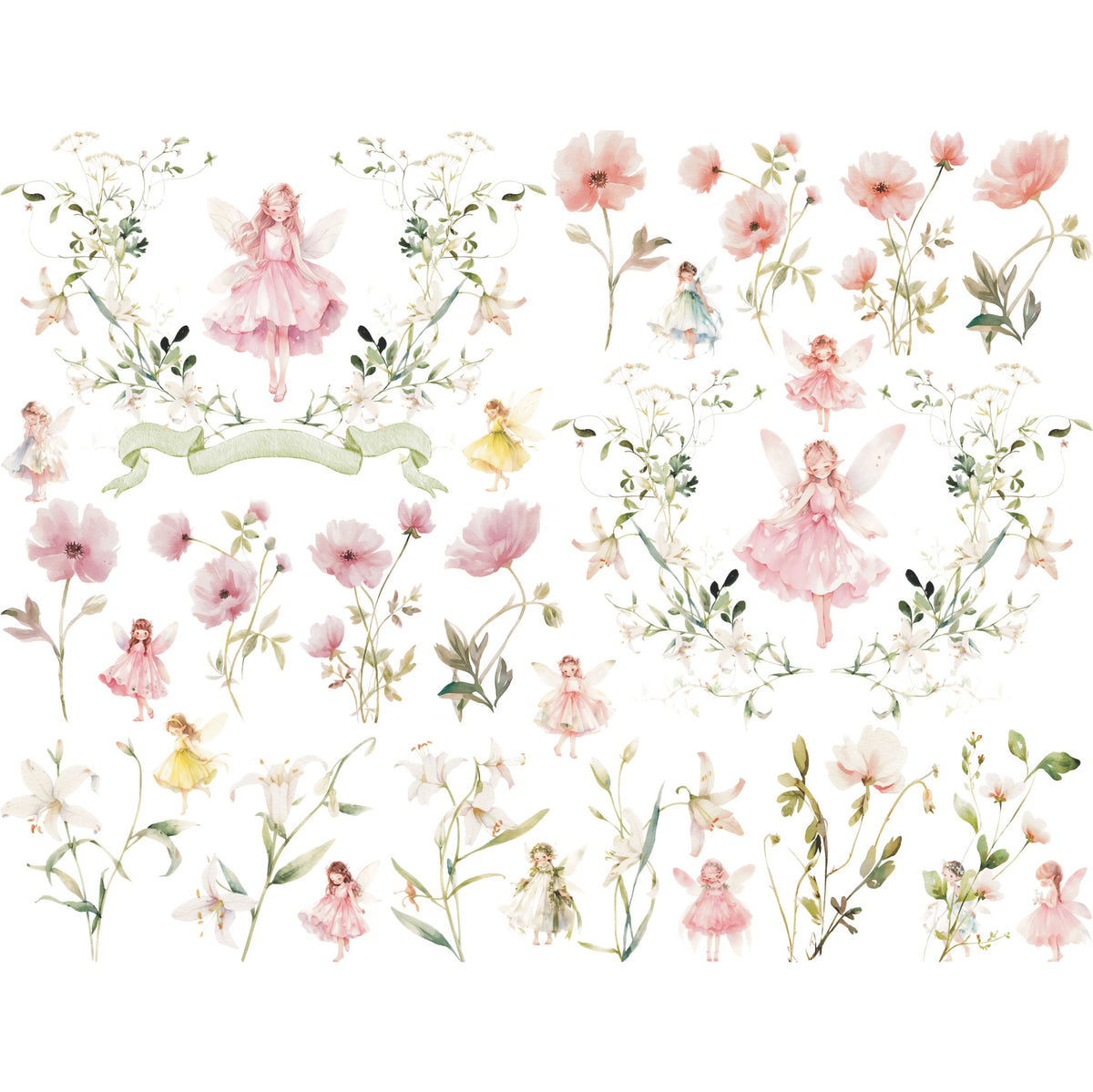Fairy Frames Rice Paper, 20.32 x 26.67 cm - for Decoupage Scrapbooking Cards Craft