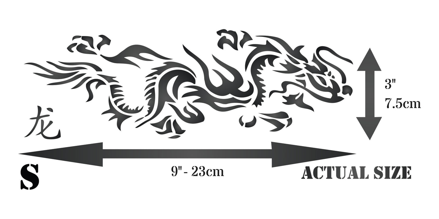 Japanese Dragon Stencil - Asian Oriental Chinese