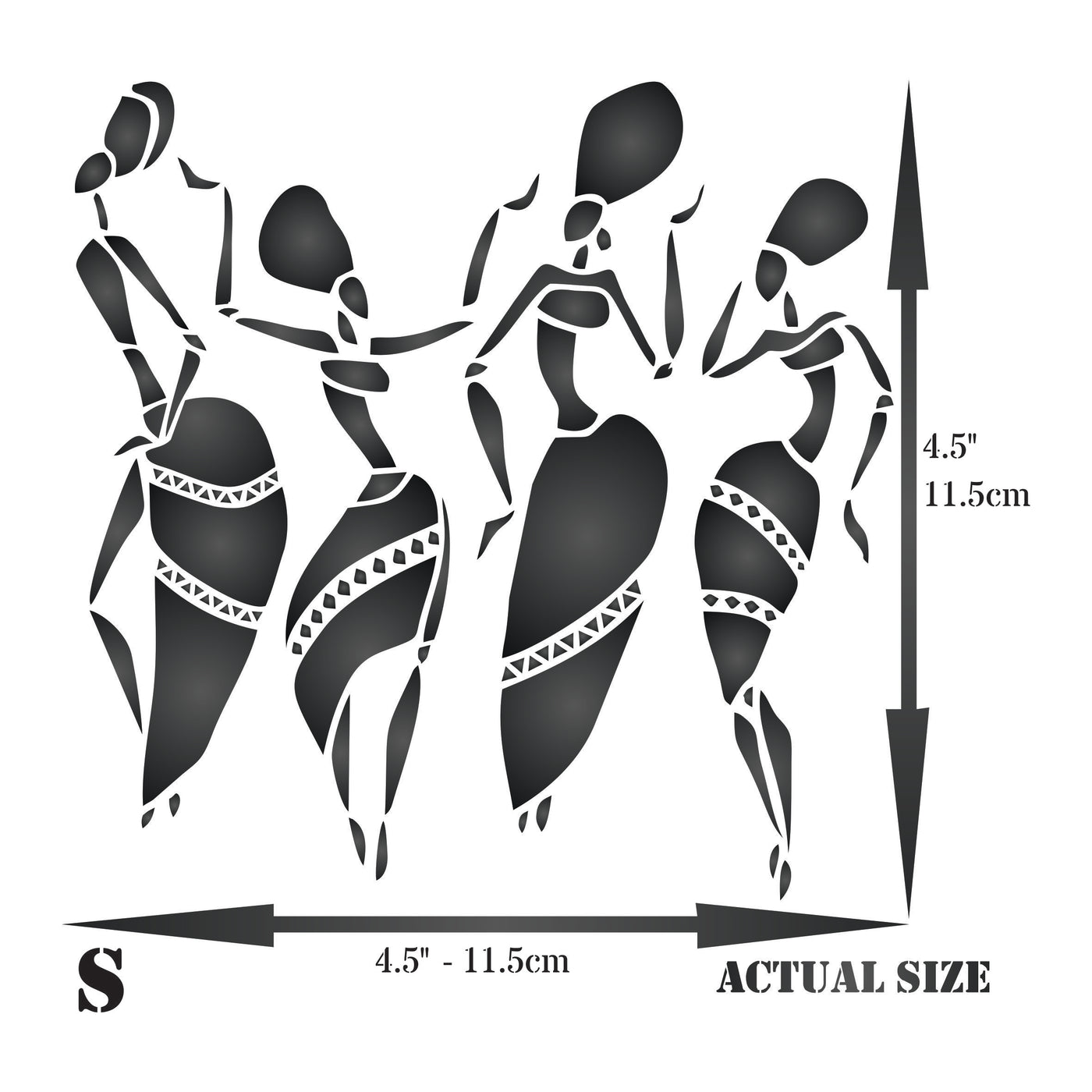 African Dancers Stencil - Women Lady Dancers Ethnic Tribal