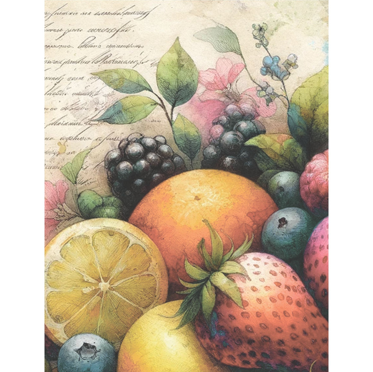 Mixed Fruit Rice Paper, 20.32 x 26.67 cm - for Decoupage Scrapbooking Cards Crafts