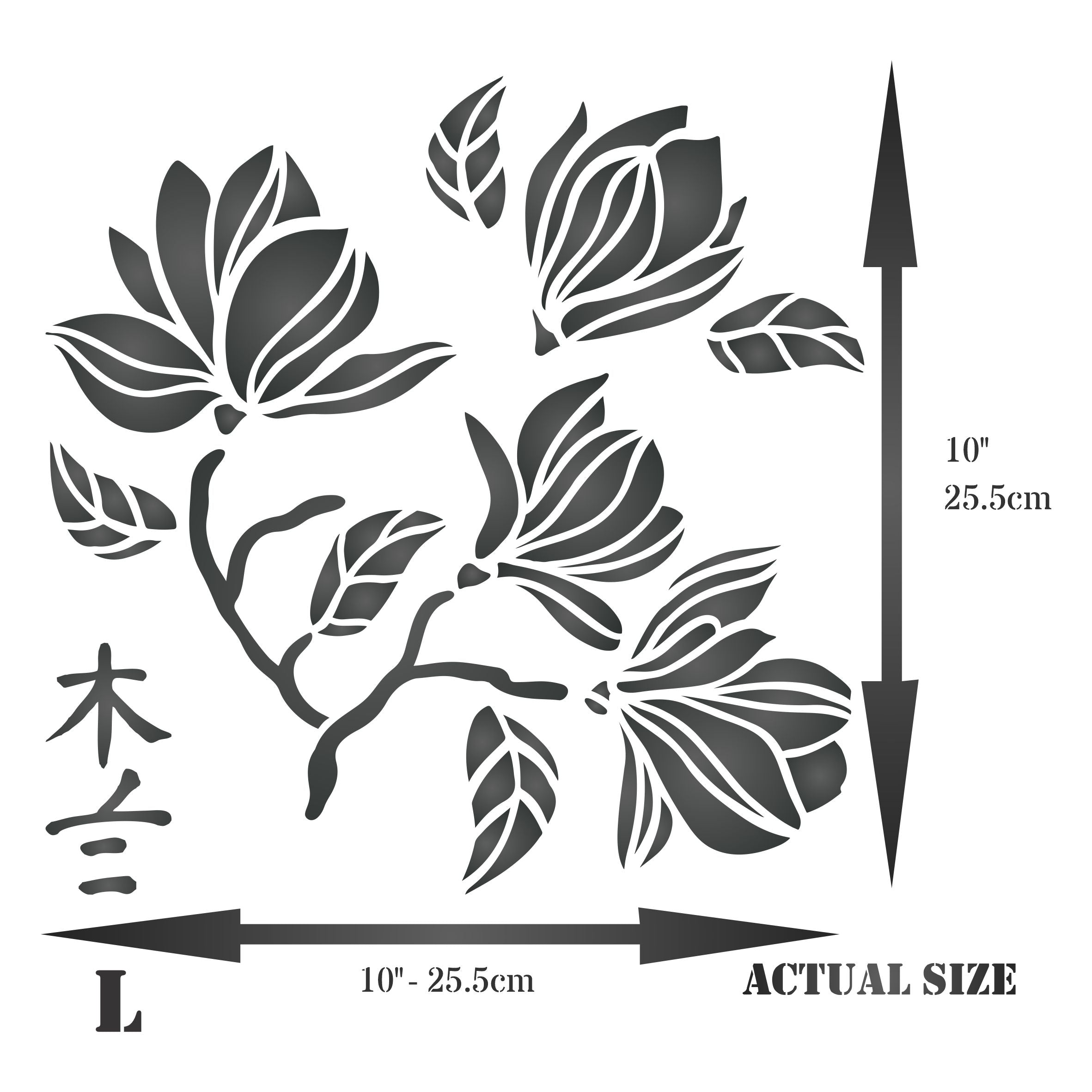 Magnolia Stencil - Classic Flower Floral Ancient Tree