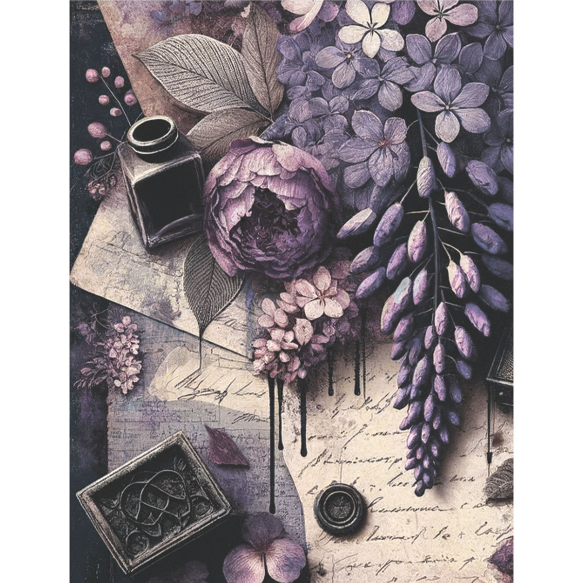 Wisteria Rice Paper, 20.32 x 26.67 cm - for Decoupage Scrapbooking Cards Crafts