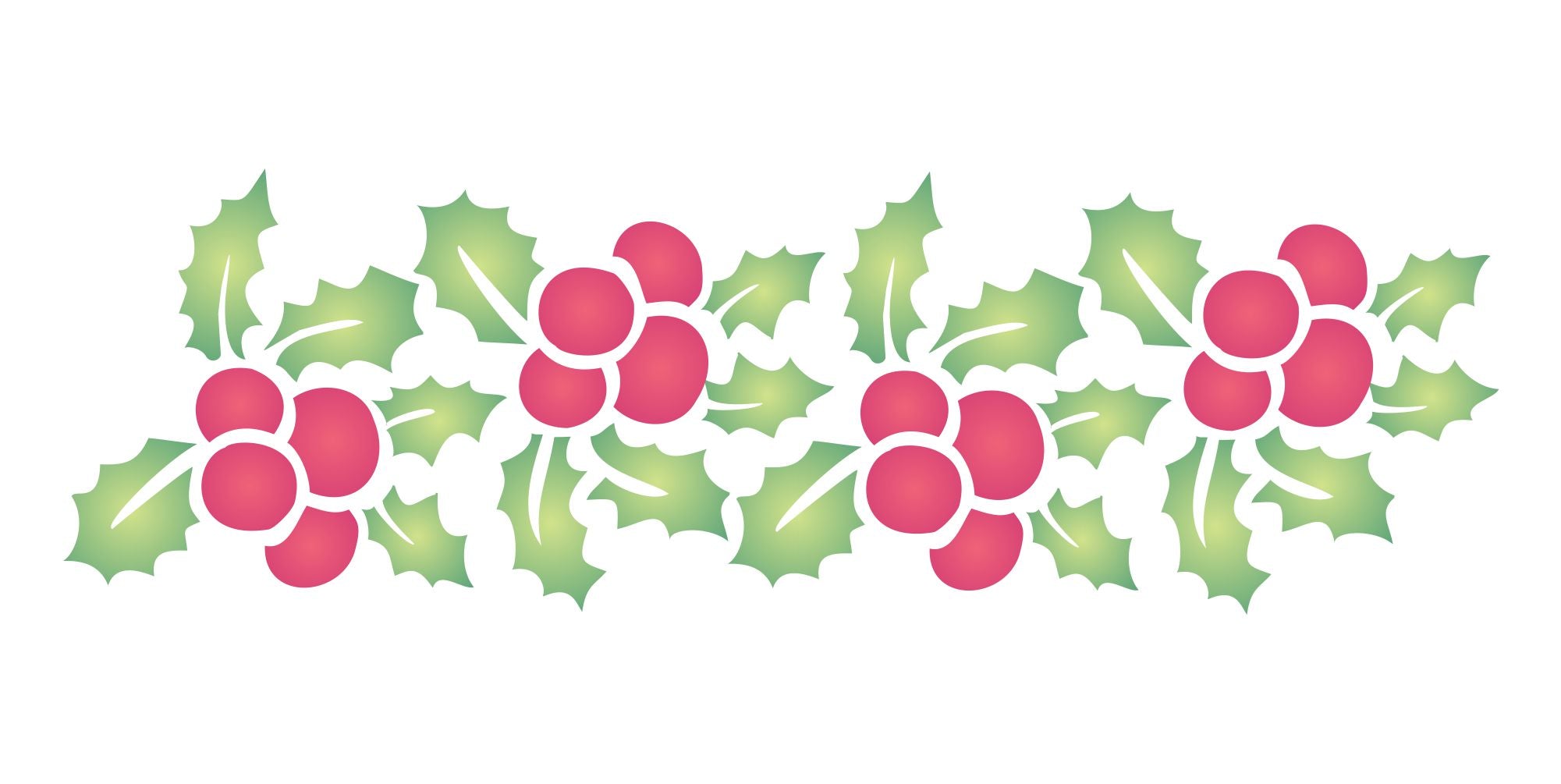 Christmas Holly Stencil, 10 x 3 inch - Holly Leaf Berry Border Christmas