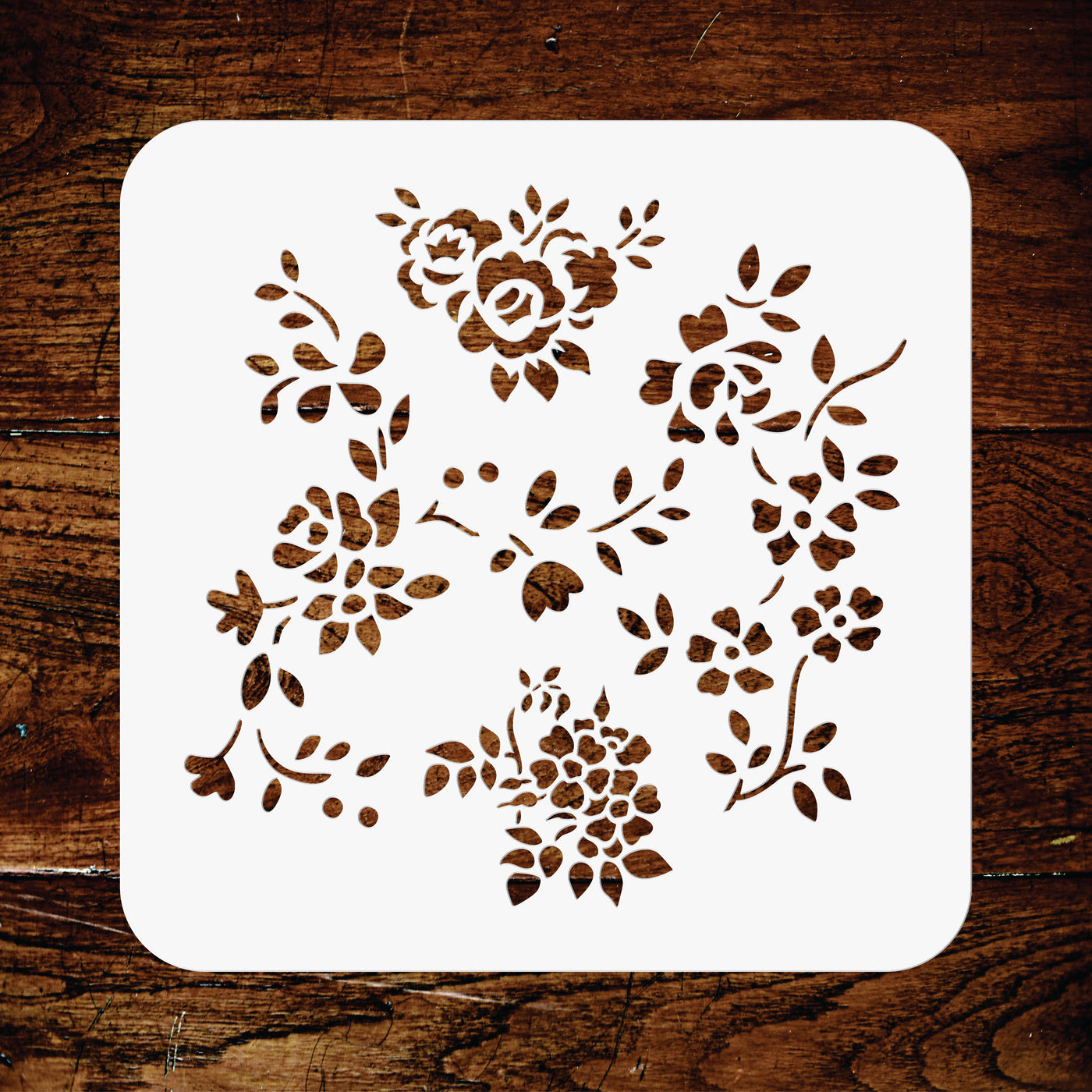 Naive Flowers Stencil - Rose Flora Flower