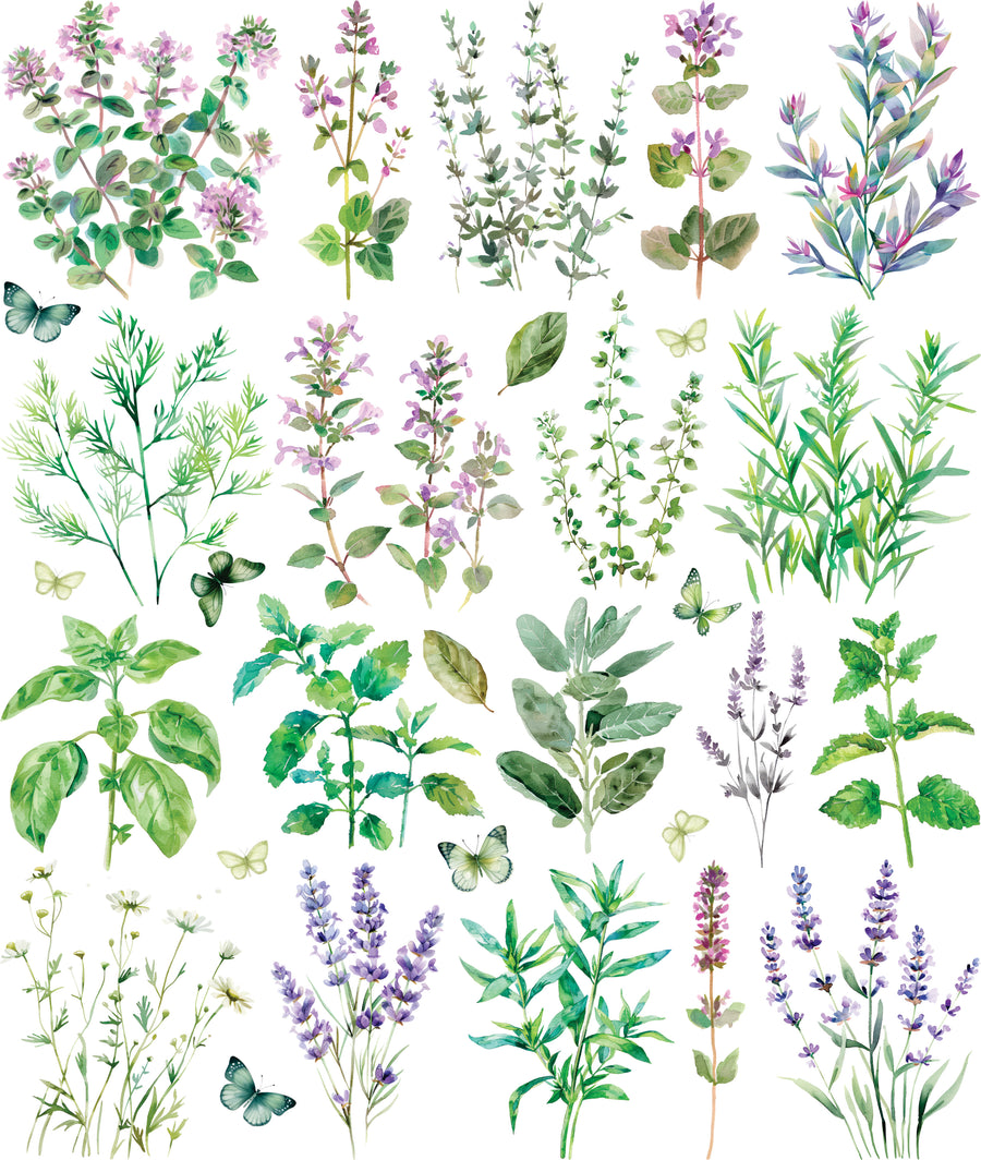 Herbs Decoupage Rice Paper, 11.5 x 14.5 inch - for Journal Cards Crafts