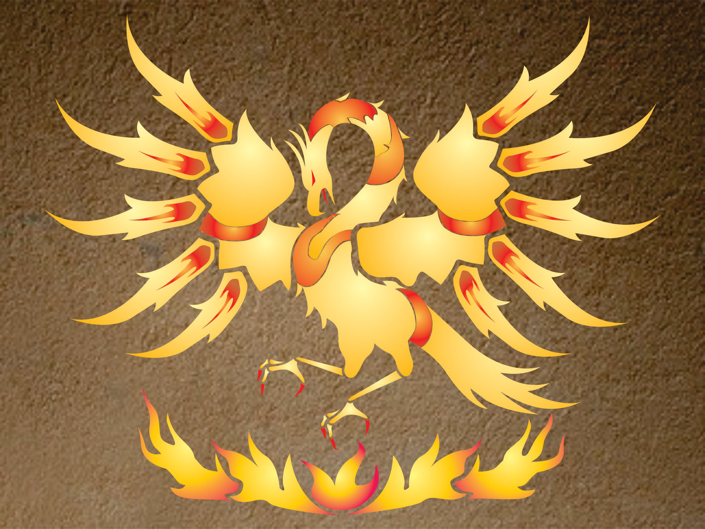 Phoenix Stencil - Classic Mythical Dragon Art Decor