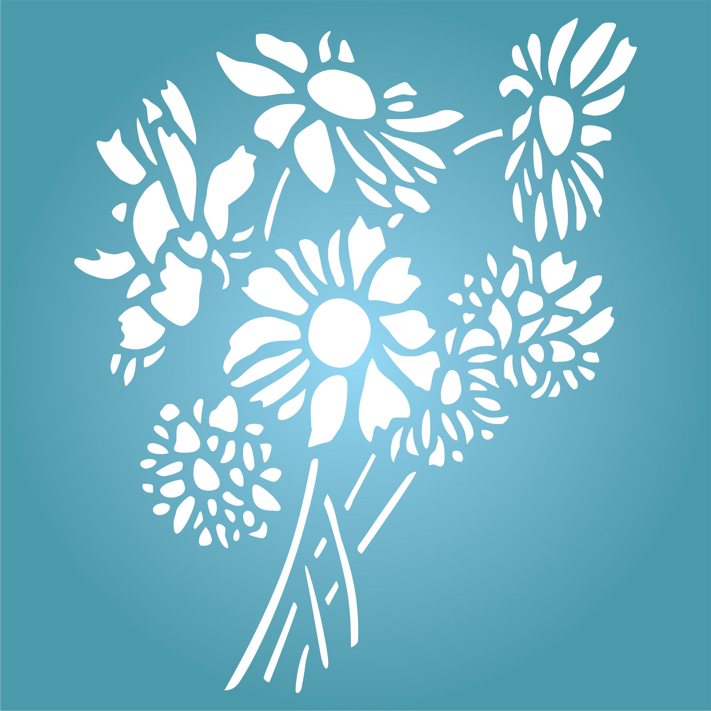 Daisy Flowers Stencil - Floral Bouquet Bunch