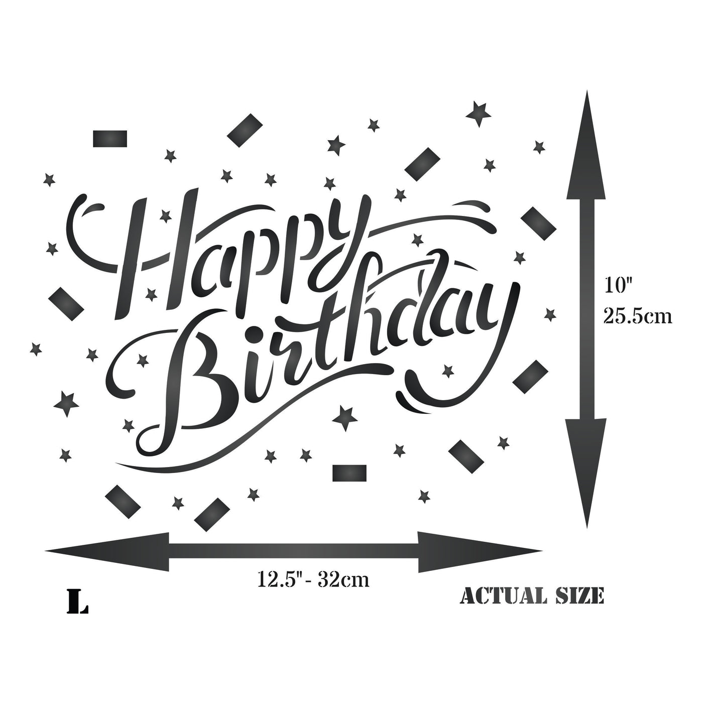 Happy Birthday Stencil - Birthday Sign Words