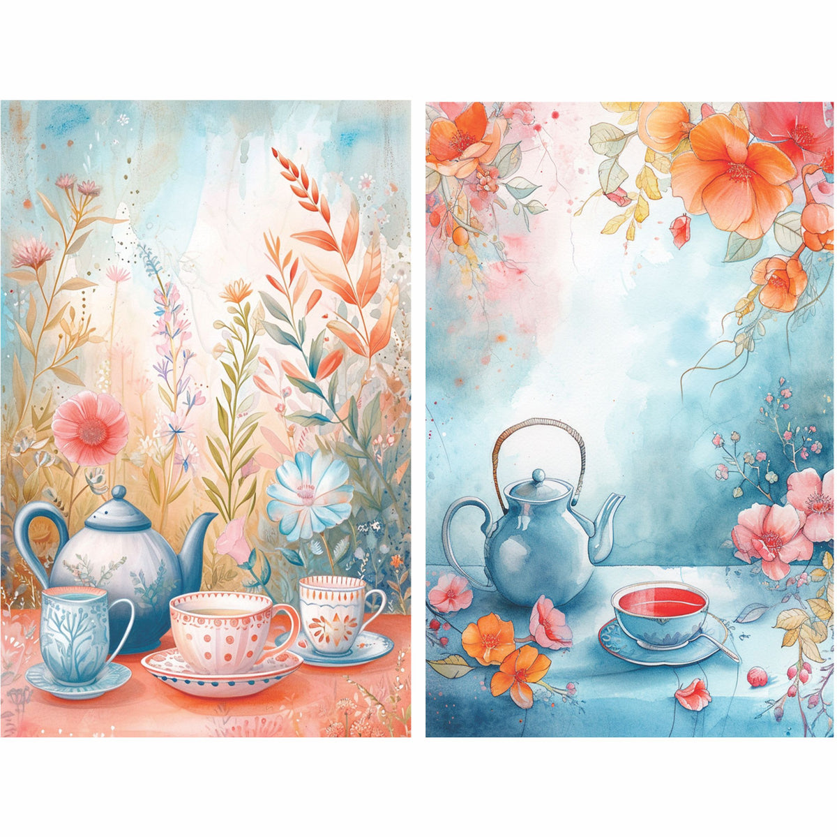 Tea Time Rice Paper, 20 x 26,6cm (6pc) - 6 Designs for Scrapbooking Cards Crafts, Decoupage by CRAFT KREATIVELY