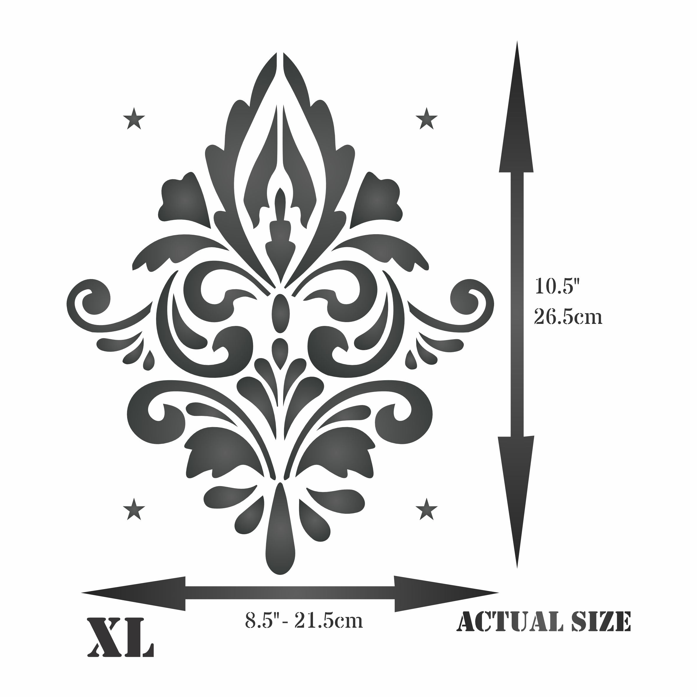 Simple Damask Stencil - Vintage Damask Simple Alloverpaper Pattern