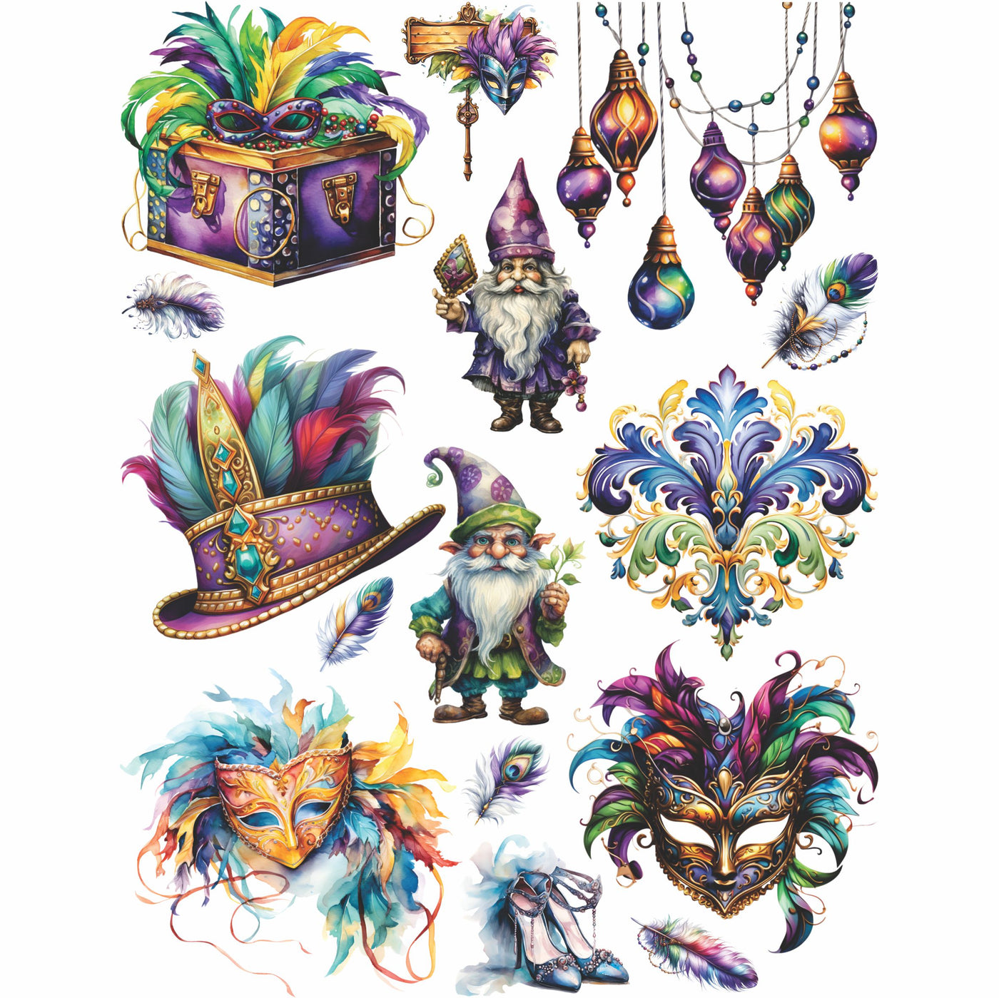 Mardi Gras Carnival Rice Paper, 8 x 10.5 inch â€“ for Decoupage Cards Craft