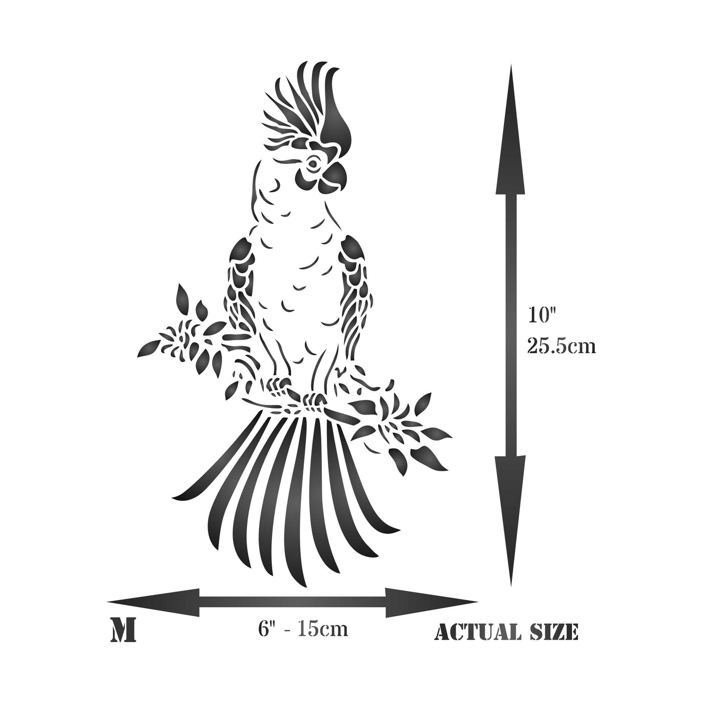 Cockatoo Stencil - Decorative Animal Wildlife Parrot Bird