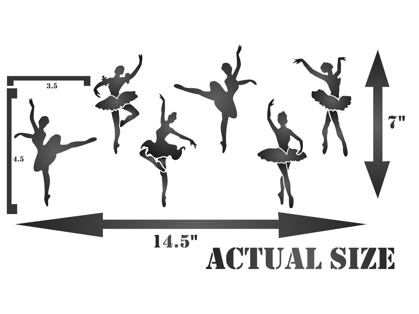 Ballerinas Stencil, 13.5 x 6.5 inch - Border Ballet Dancers Ballerina