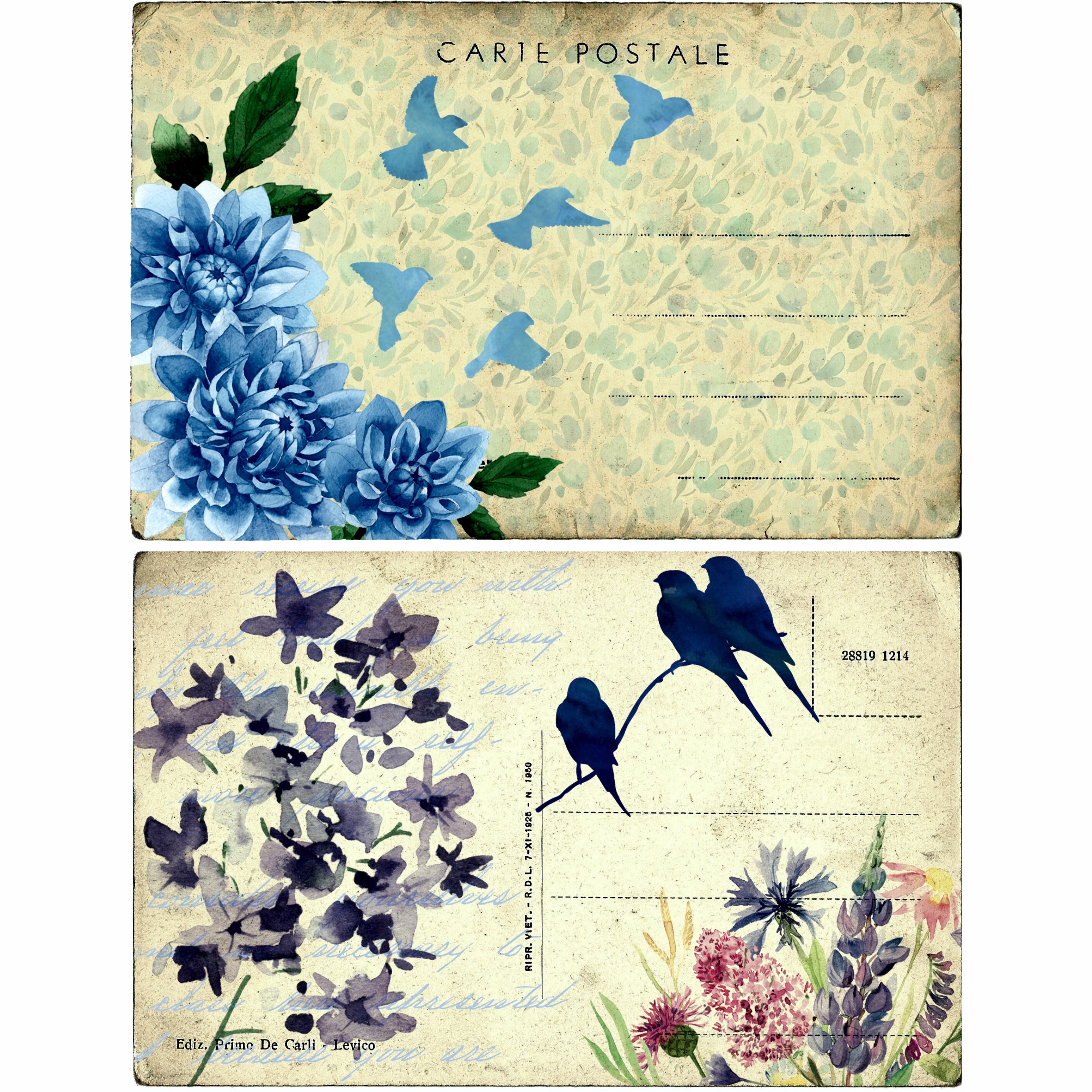 Bees & Birds Rice Paper- 6 x Different Printed Mulberry Paper Images 30gsm